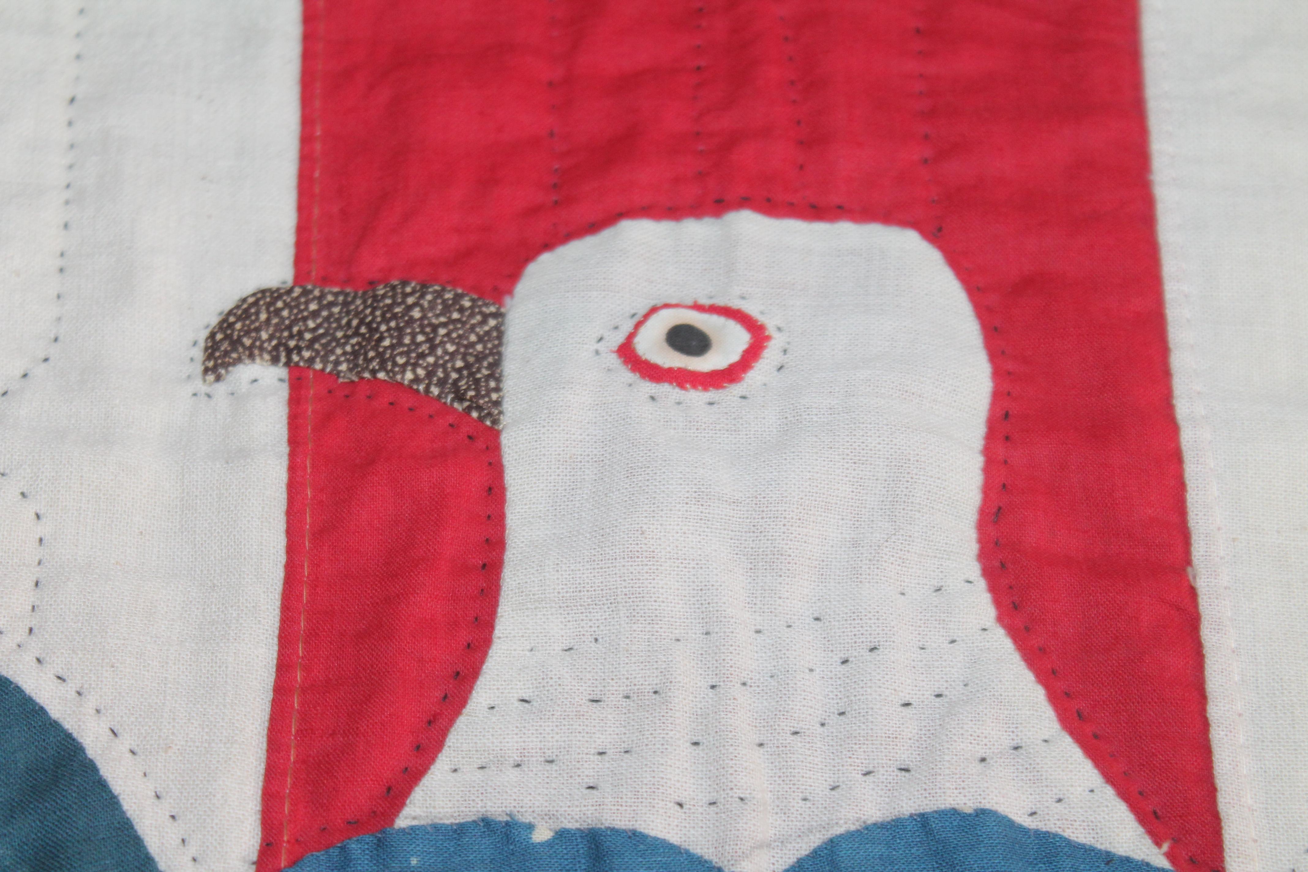 Early 20th Century Patriotic Eagle Crib Quilt 2