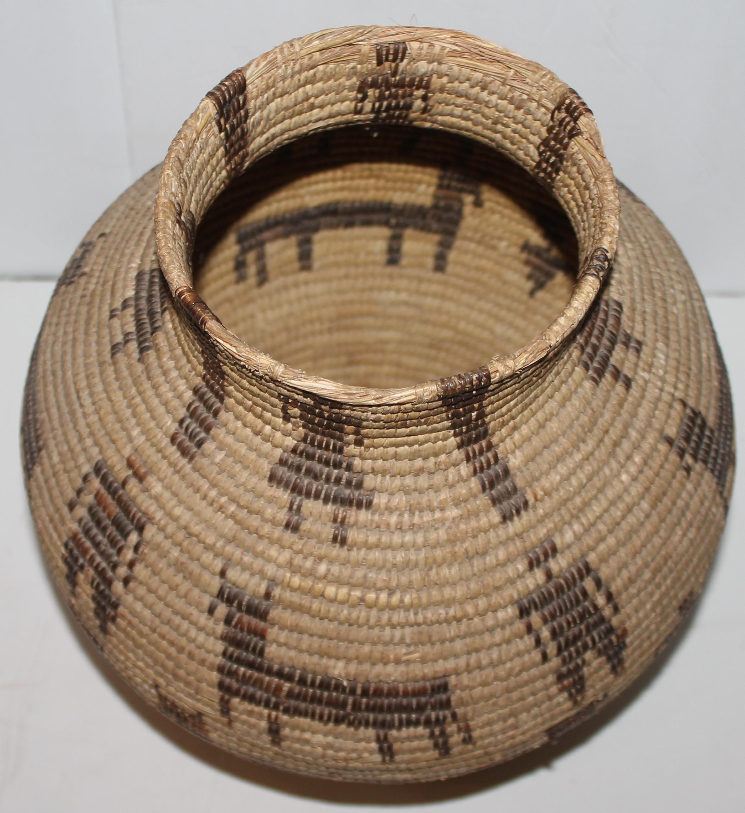 Adirondack Early 20thc Pictorial Pima Indian Basket For Sale