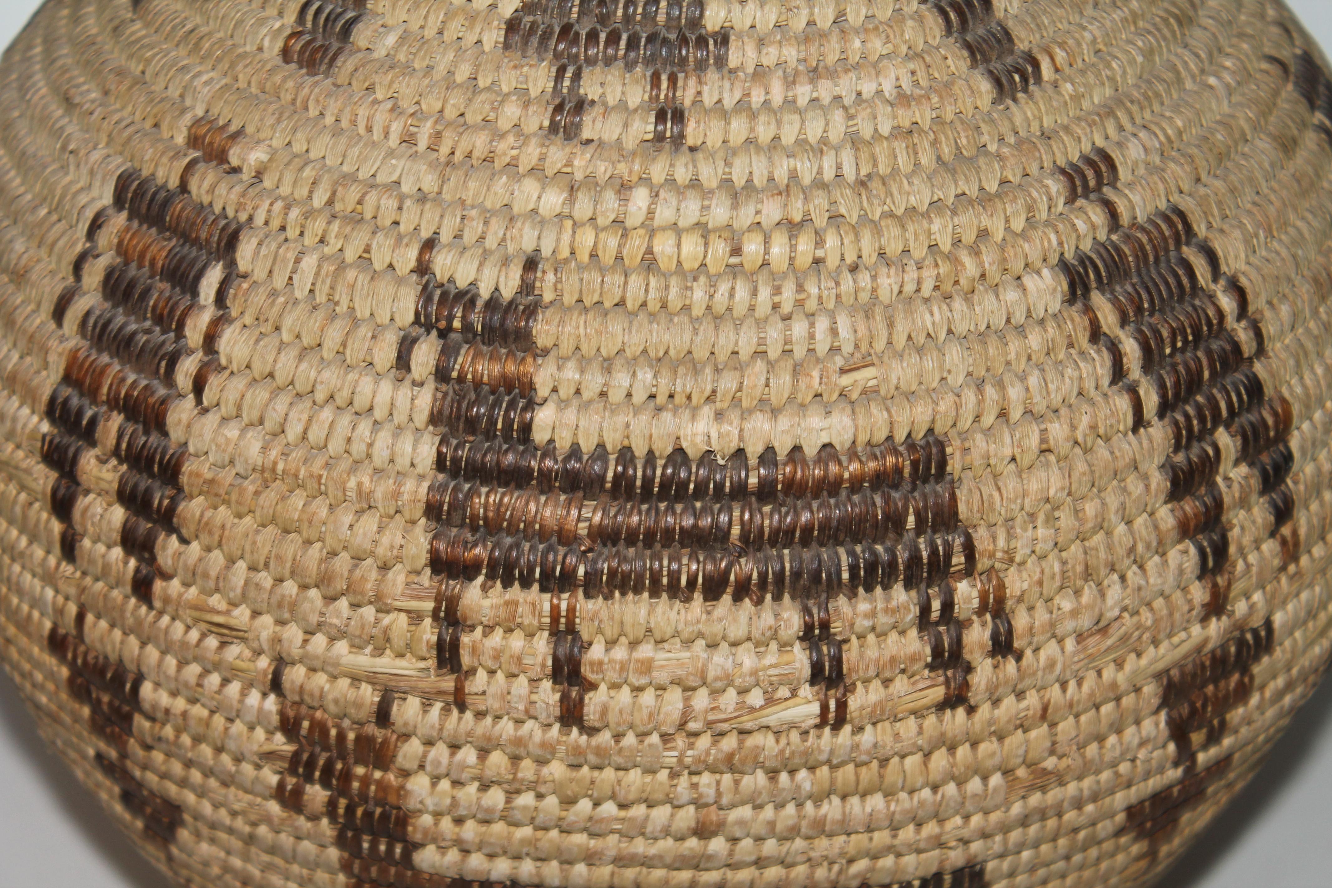 Hemp Early 20thc Pictorial Pima Indian Basket For Sale