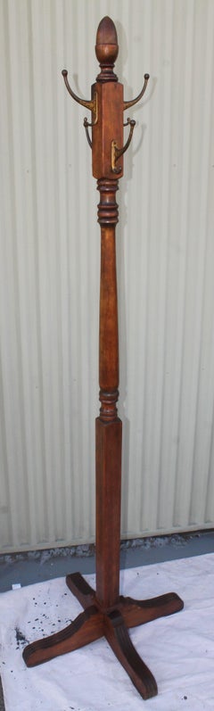 Early 20th Century Pine Hall Tree with Original Iron Hardware