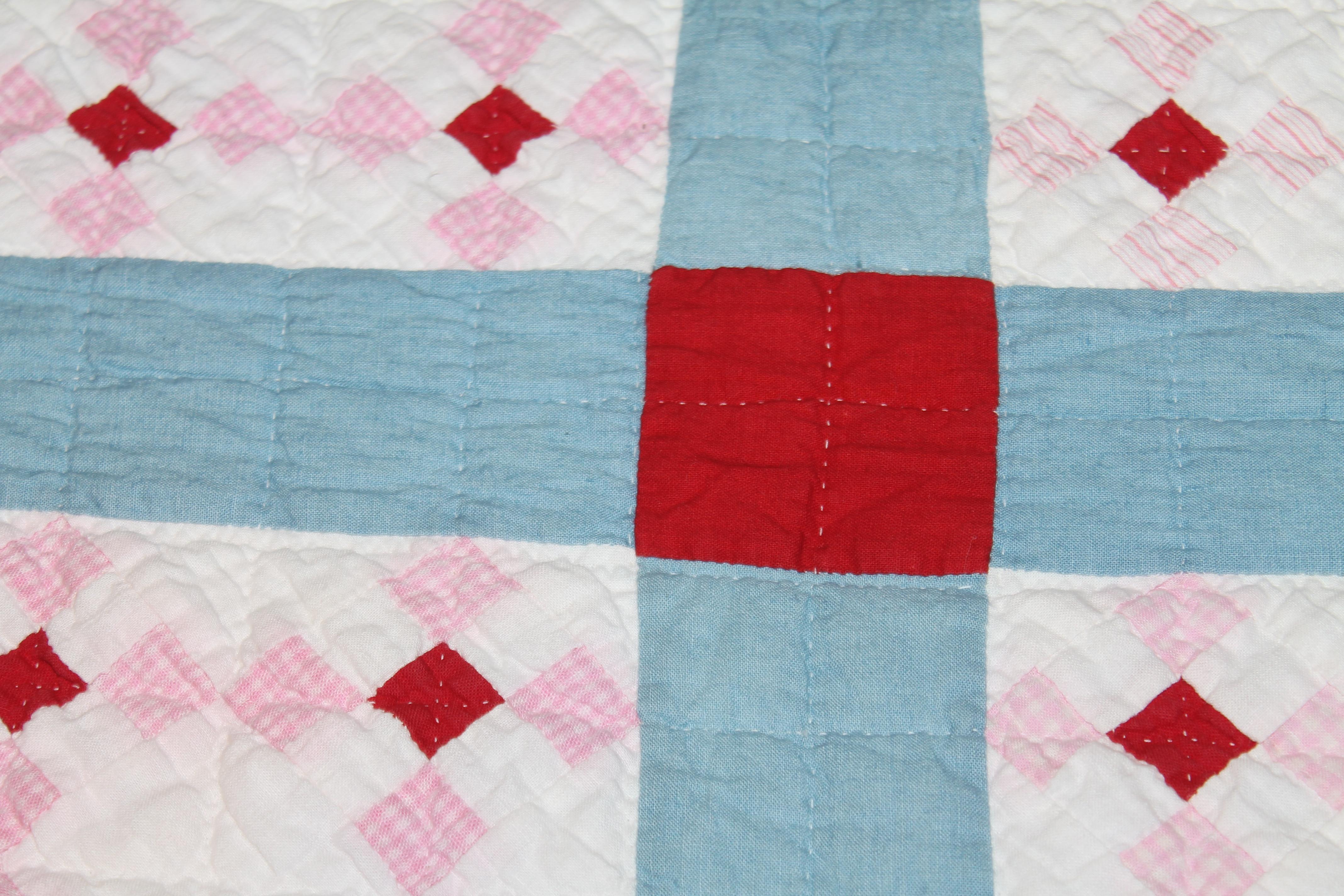 Hand-Crafted Early 20th C Postage Stamp Quilt For Sale