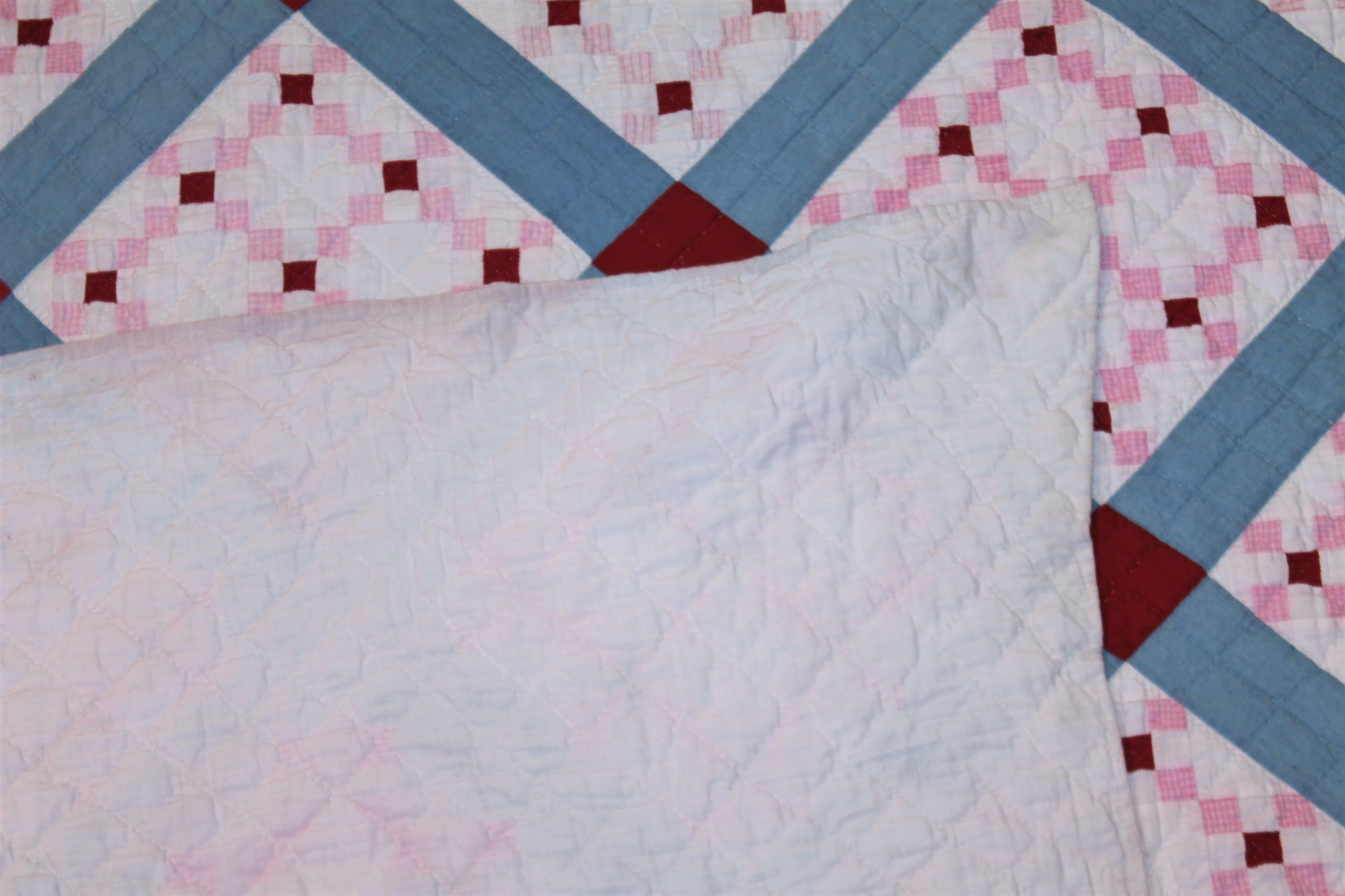 Early 20th C Postage Stamp Quilt In Good Condition For Sale In Los Angeles, CA