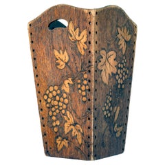 Early 20thC Pyrographic French Grape Basket with Grape Clusters
