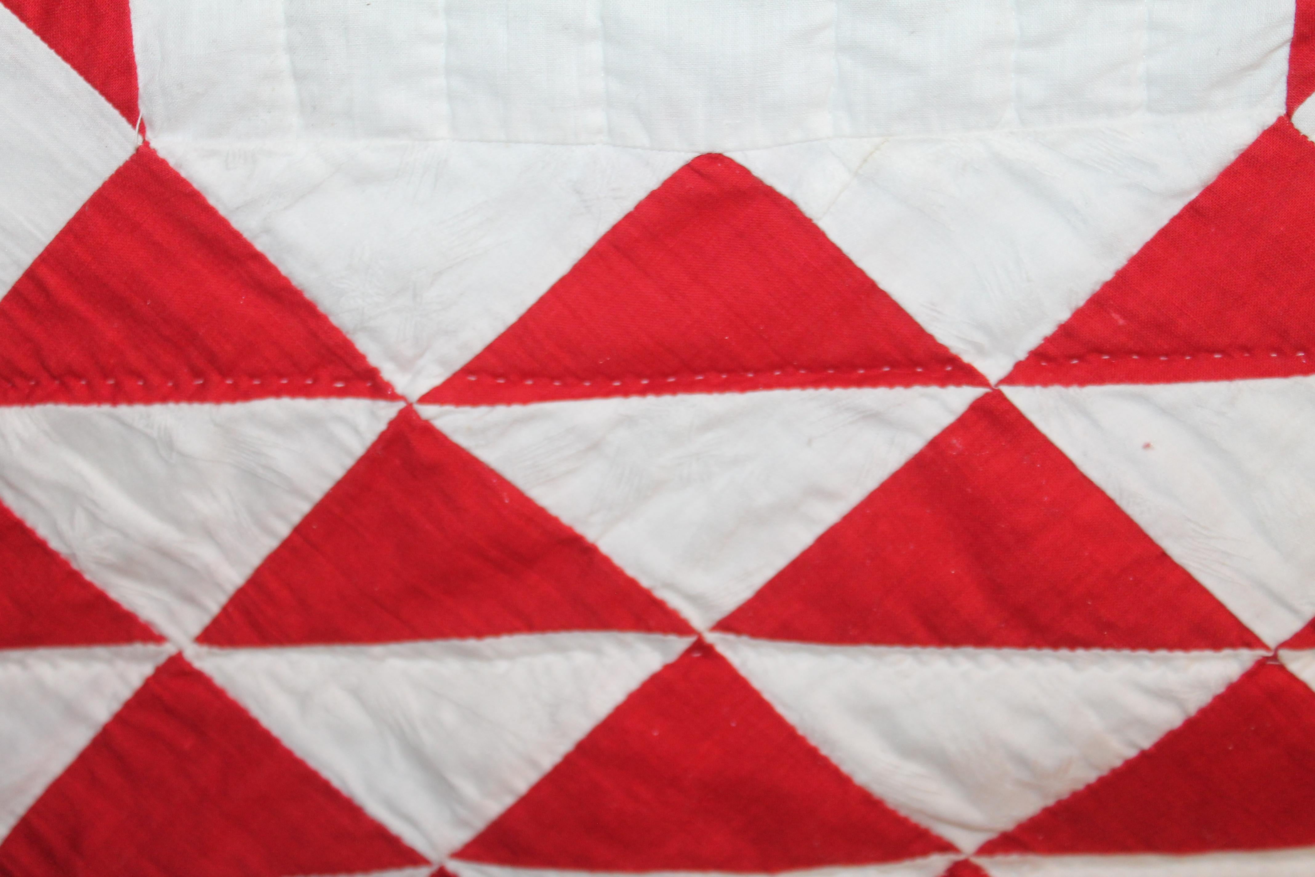 Adirondack Early 20th Century Red and White Ocean Waves Quilt