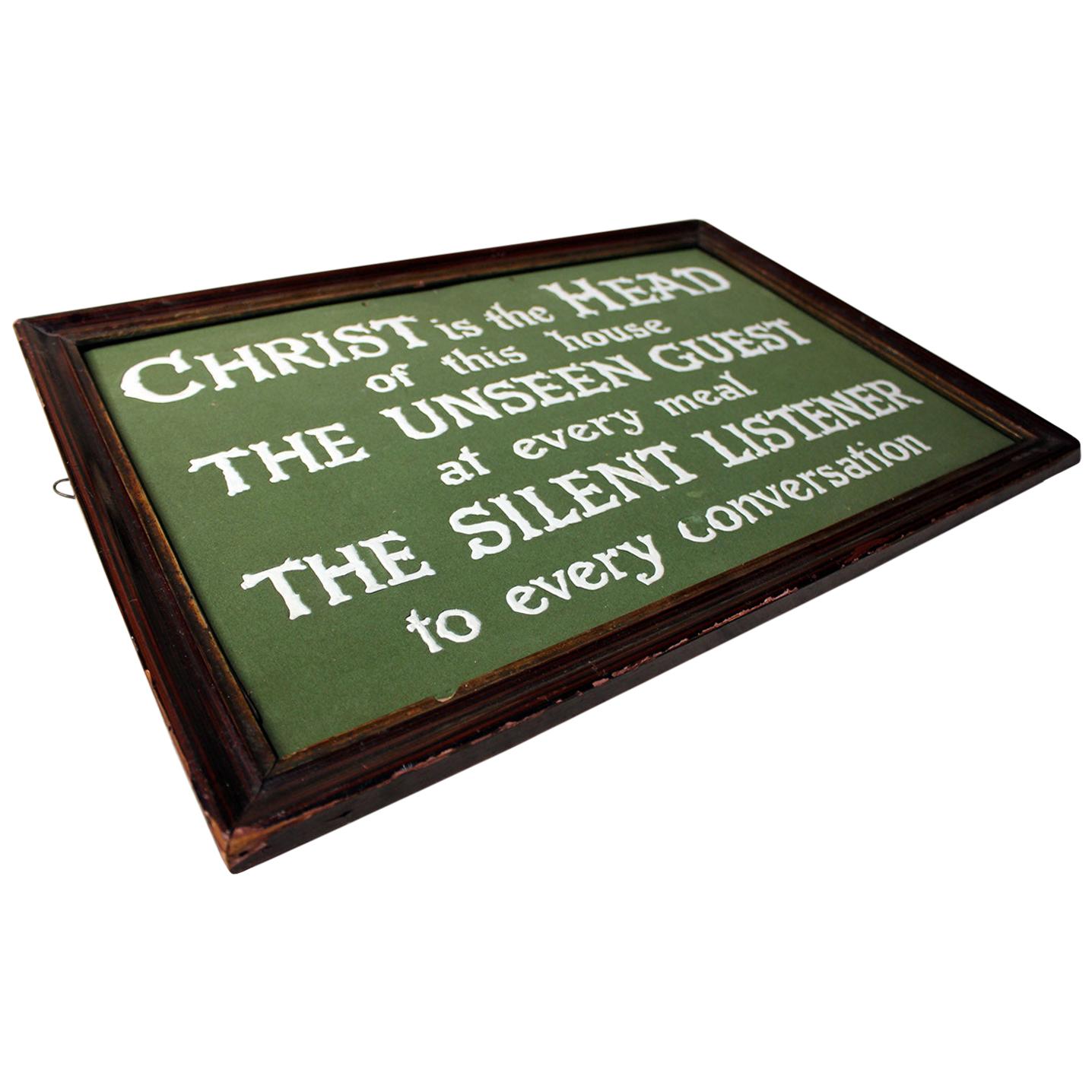 Religious Plaque; ‘Christ is the Head of this House’, circa 1915