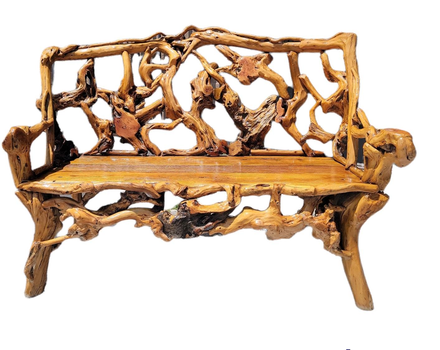 Adirondack Early 20thc Root / Twig Settee from a Ranch