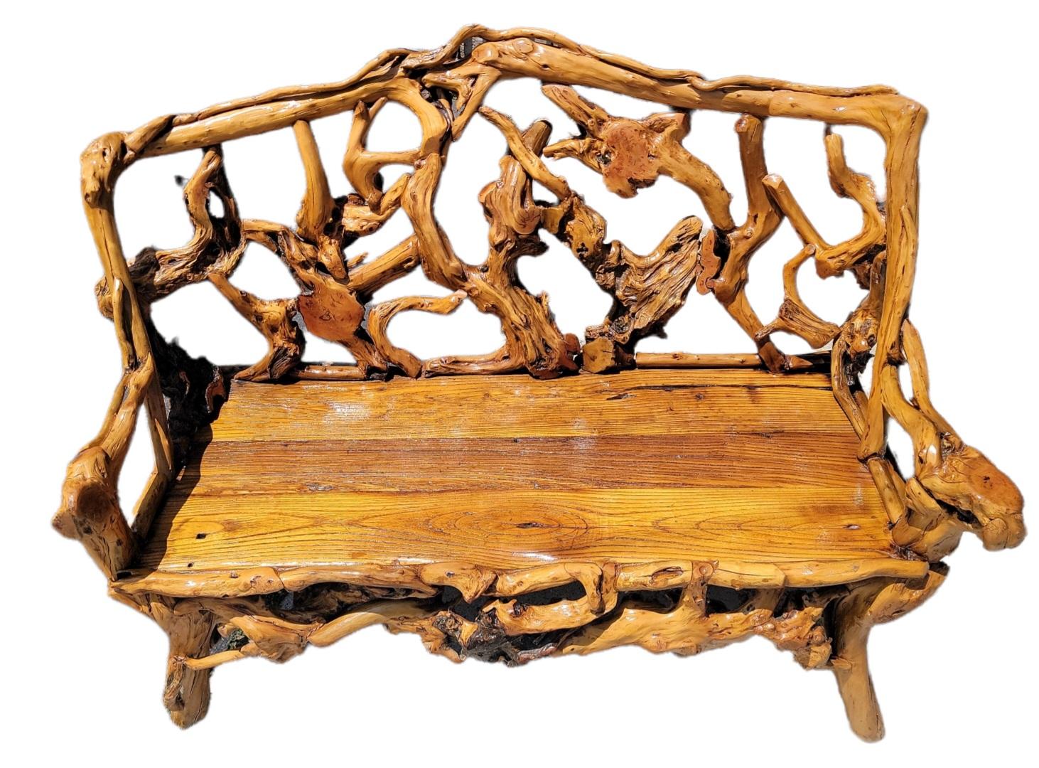 20th Century Early 20thc Root / Twig Settee from a Ranch