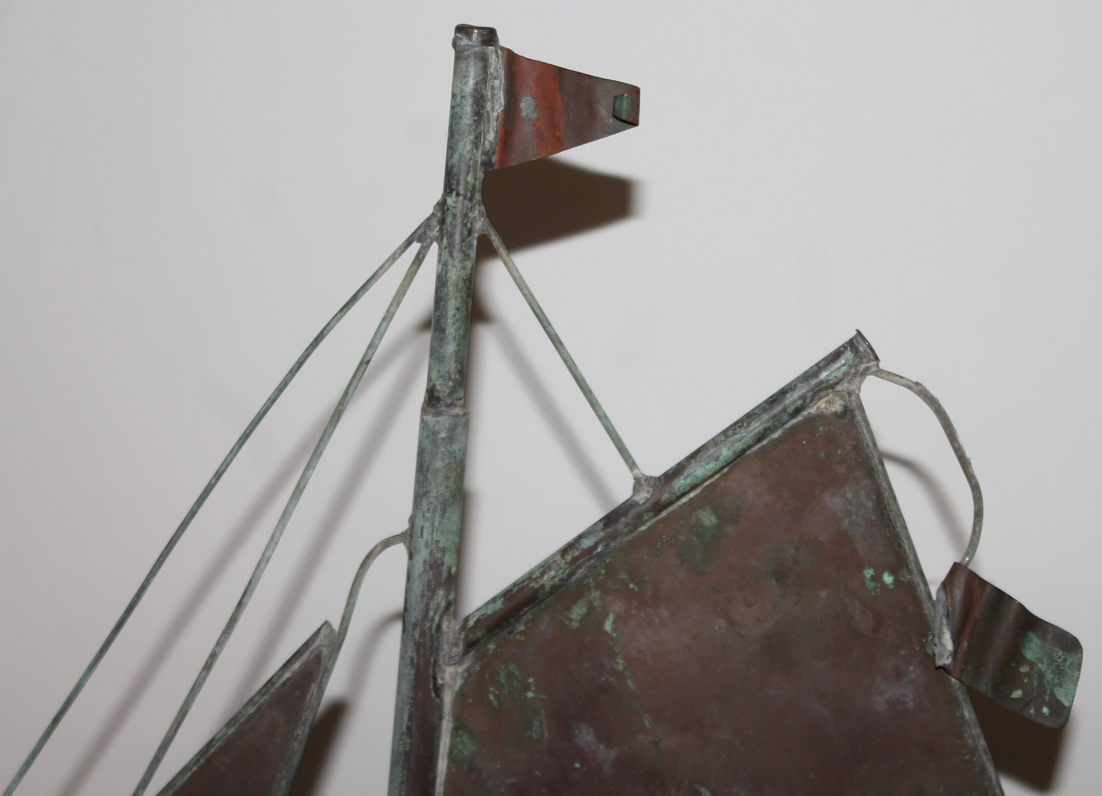 Early 20th C Sailboat Weather Vane In Good Condition In Los Angeles, CA