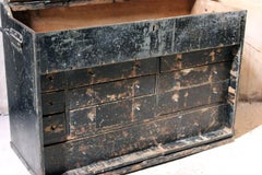 Scratch Built Black Painted Pine Carpenters Tool Chest, circa 1910-1925
