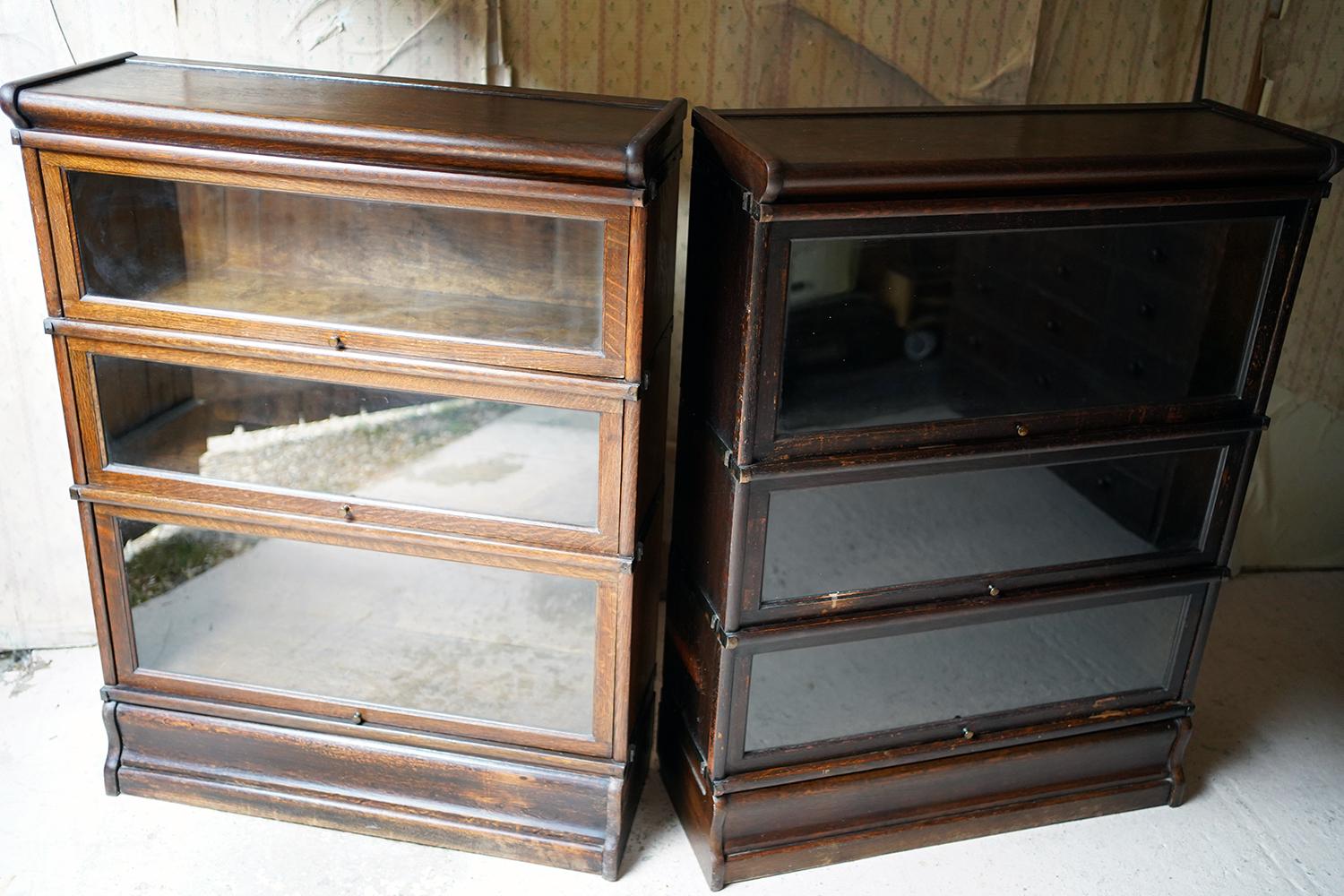 Cut Glass Early 20thC Set of Six Oak Stacking Barrister Bookcases by Globe Wernicke c.1910