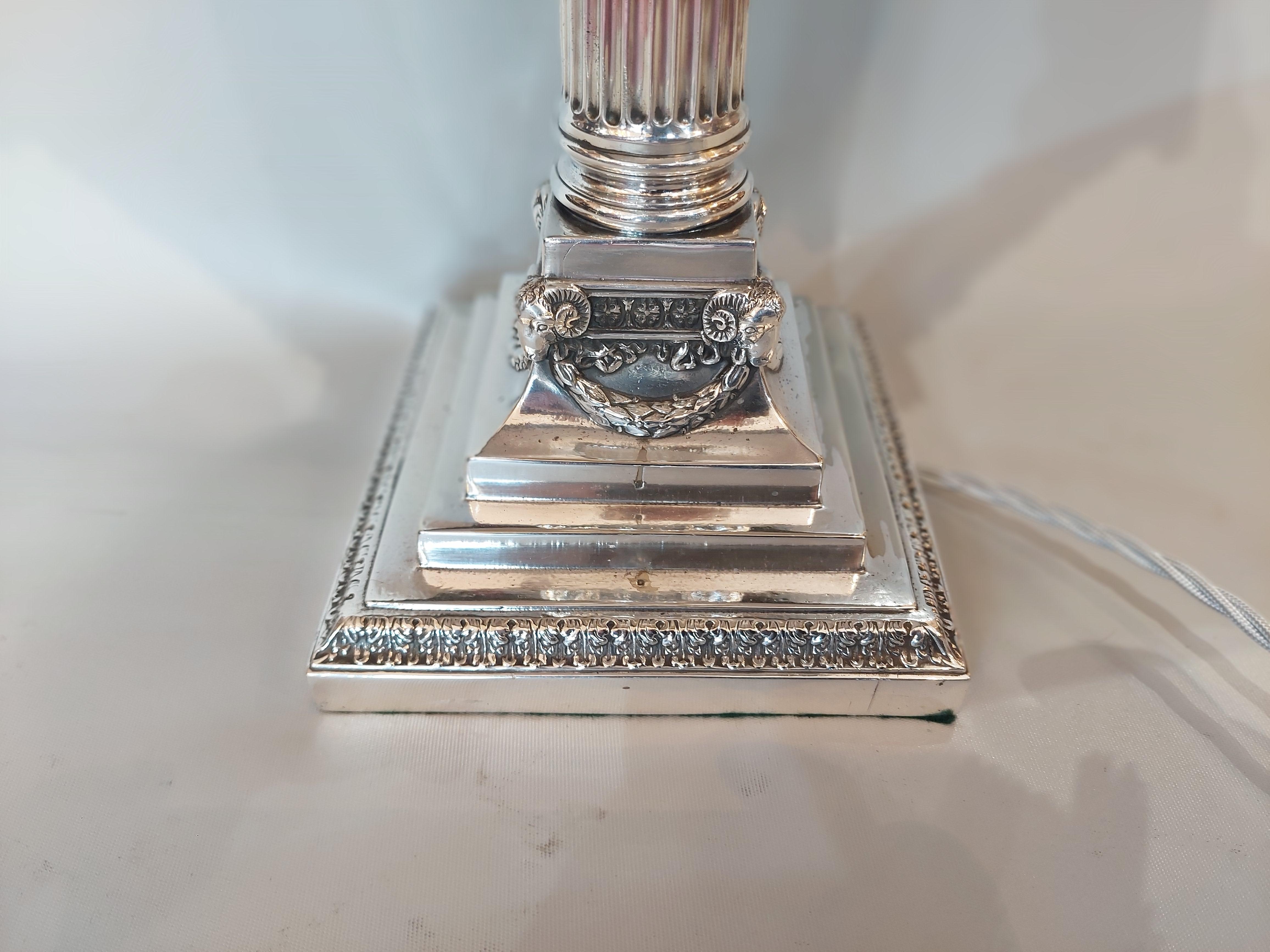 English Early 20thC Silver Plated Table Lamp base of Neoclassical Design For Sale