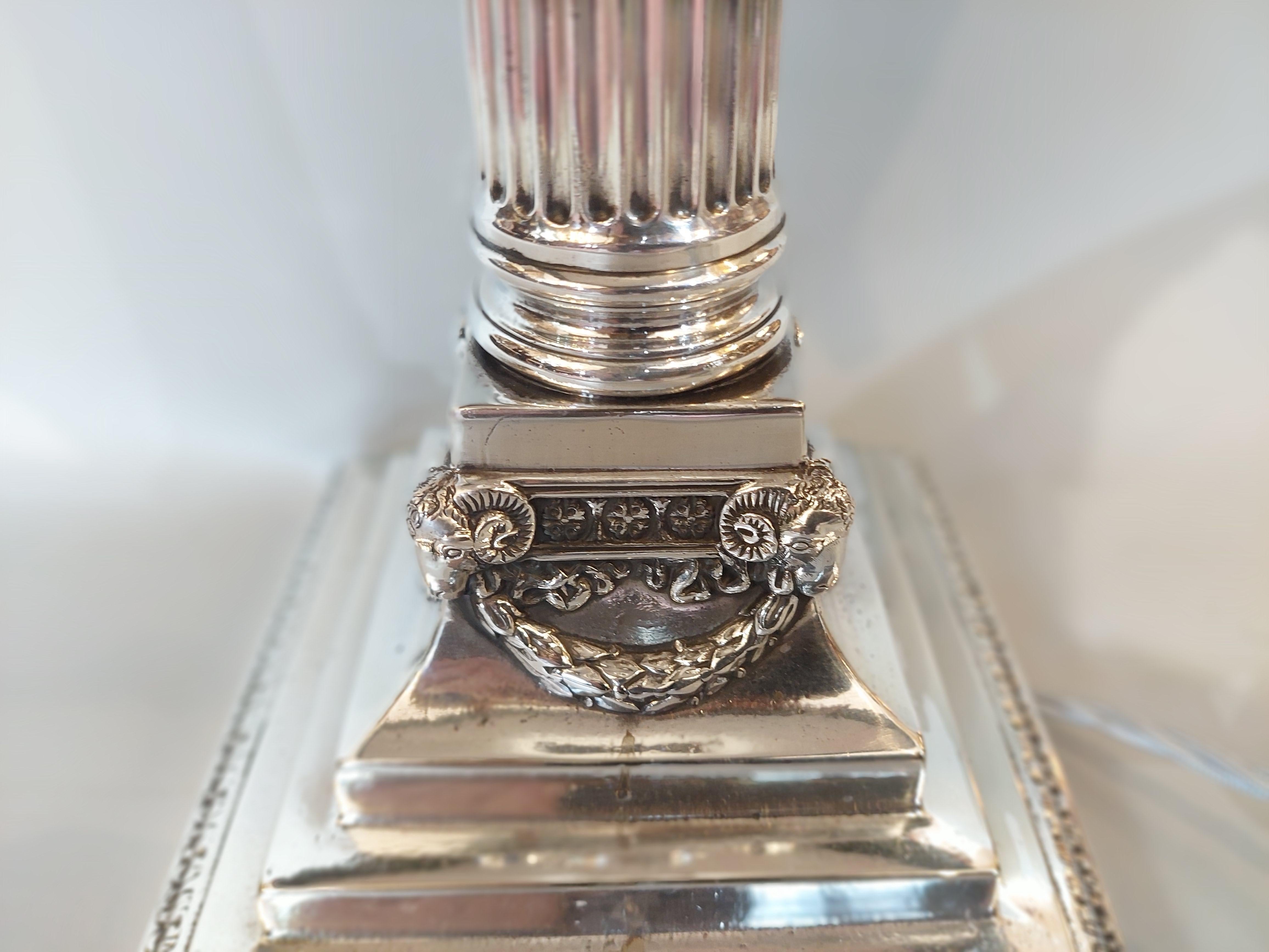 Early 20th Century Early 20thC Silver Plated Table Lamp base of Neoclassical Design For Sale