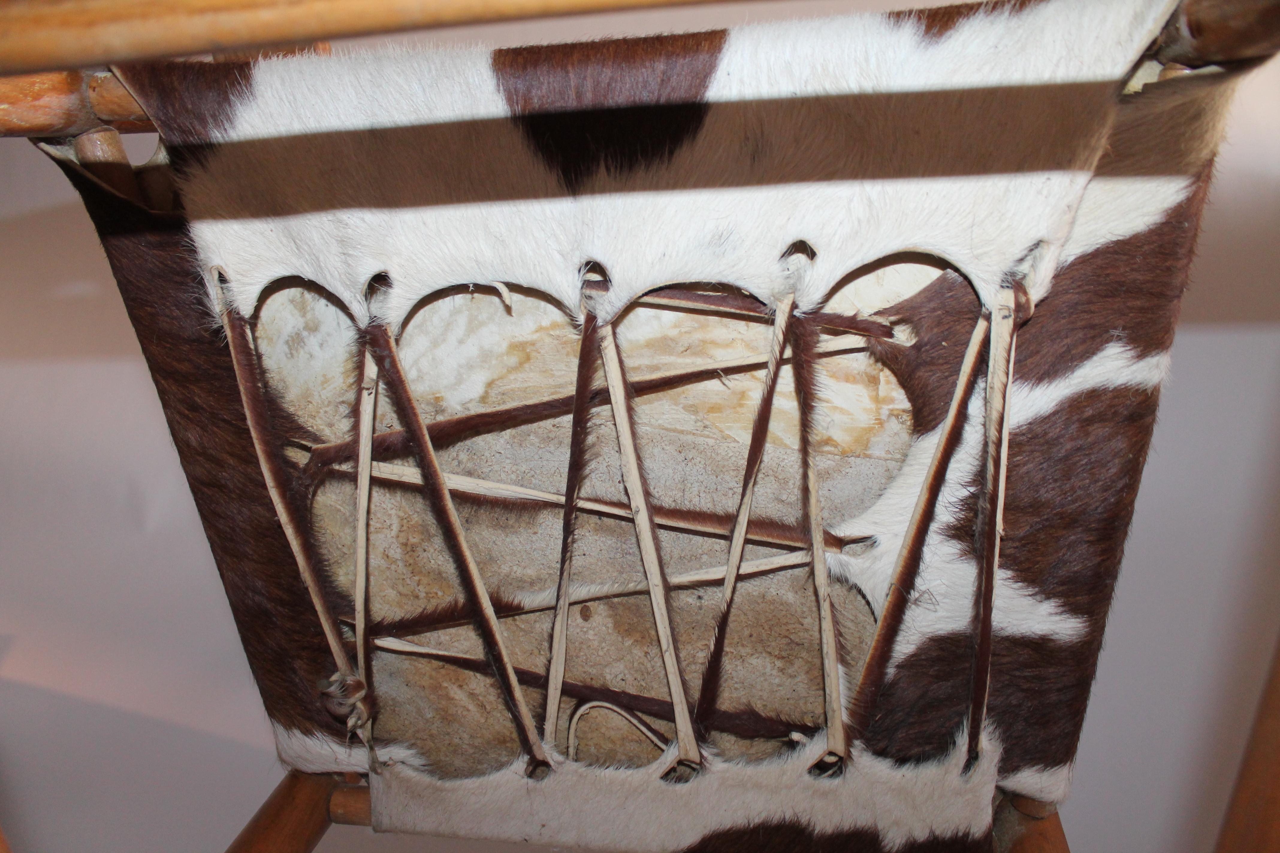 Early 20th Century South West Rocking Chair in Cowhide Seat 2