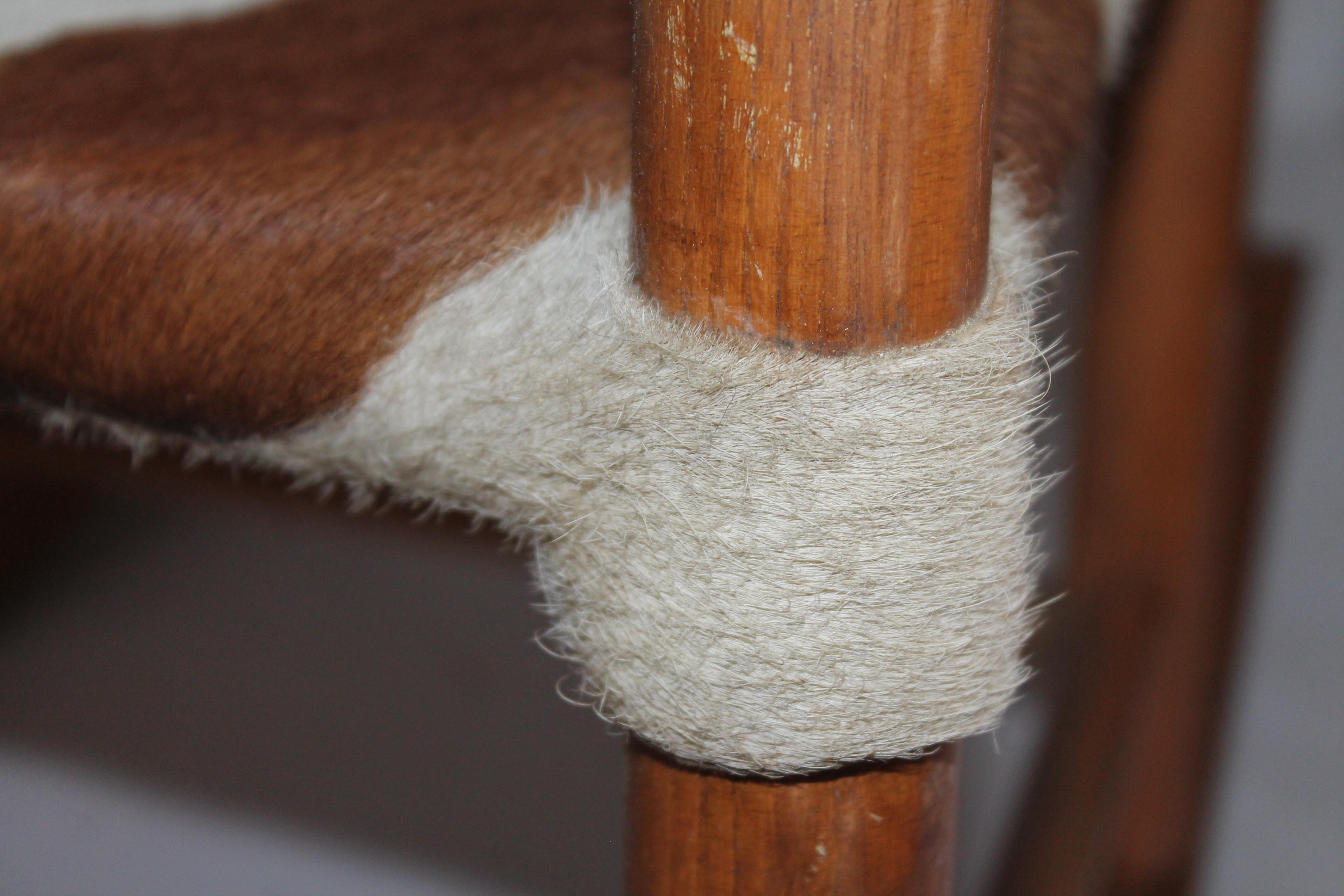 American Early 20th Century South West Rocking Chair in Cowhide Seat