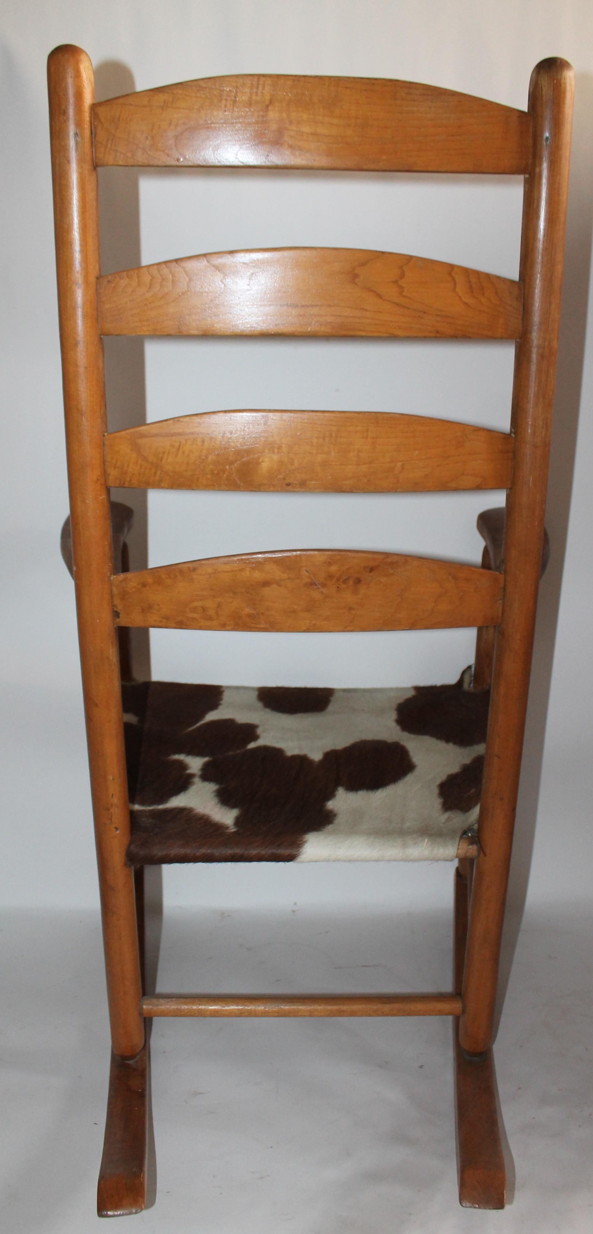Early 20th Century South West Rocking Chair in Cowhide Seat In Excellent Condition In Los Angeles, CA