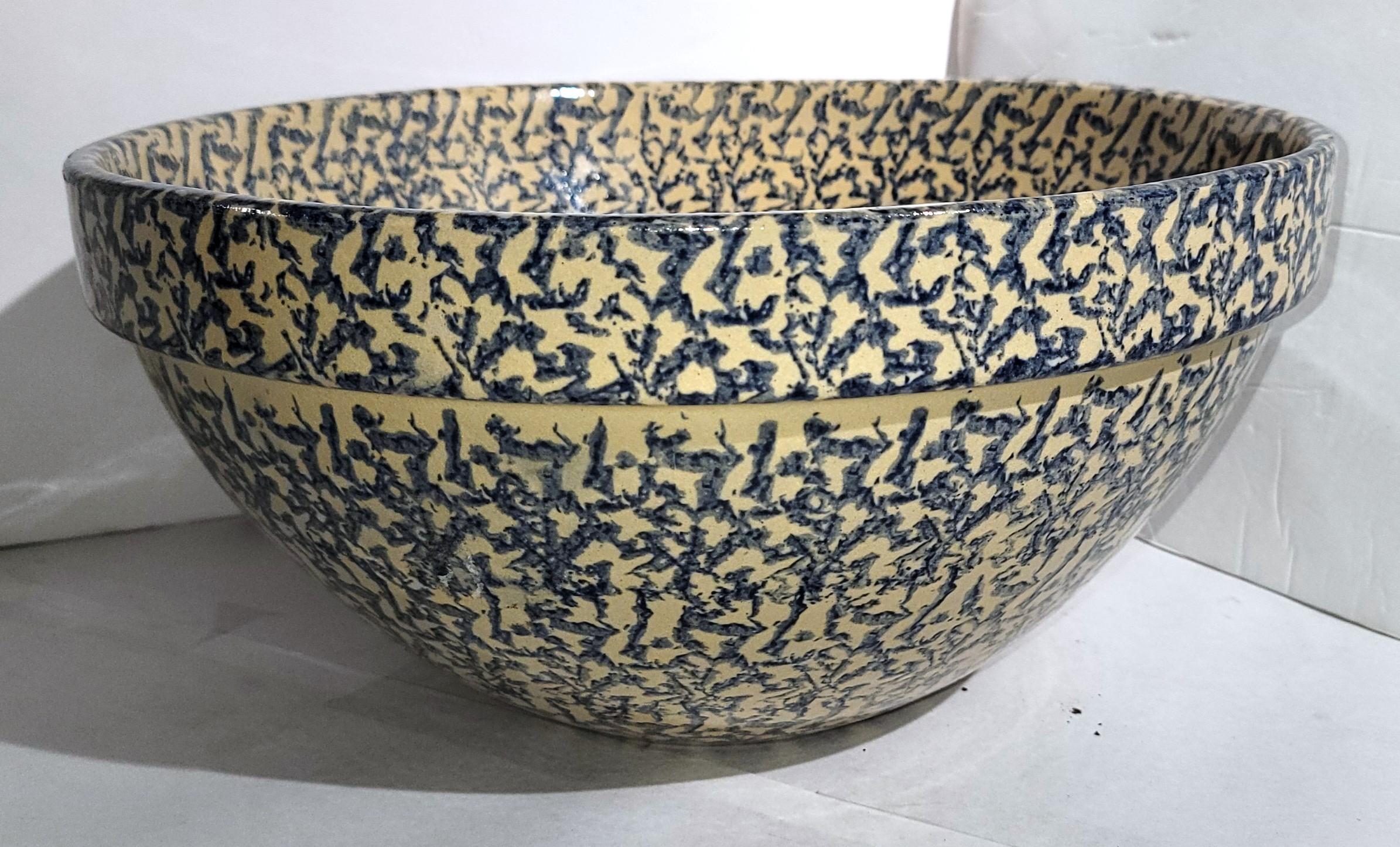 Glazed Early 20Thc Sponge Ware Batter Bowl