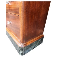 Early 20thc Step Back Mahogany Dental Cabinet Marble Base w Milk Glass Shelf