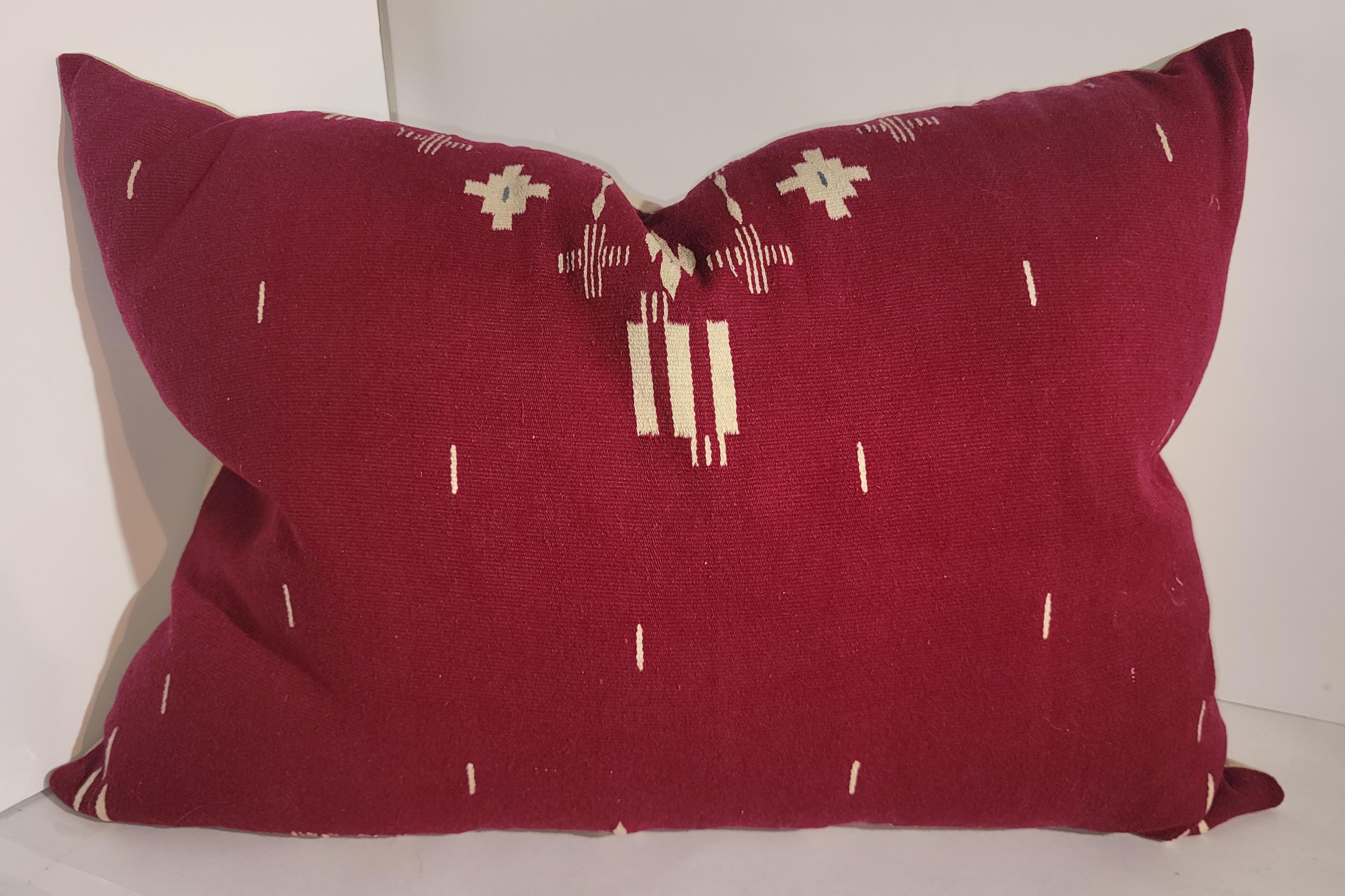 Wonderful wool texcoco pillows in a magenta color with thick vintage linen backing. Texcoco fabriic made into pillows.