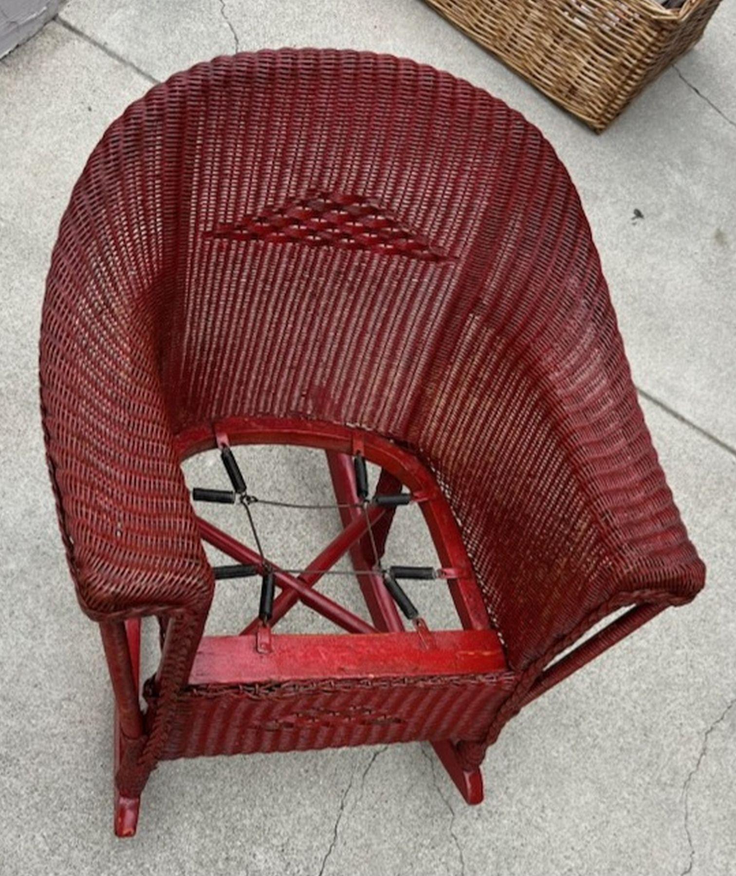 Early 20th Century Early 20thc Wicker Bar Harbor Childs Rocking Chair