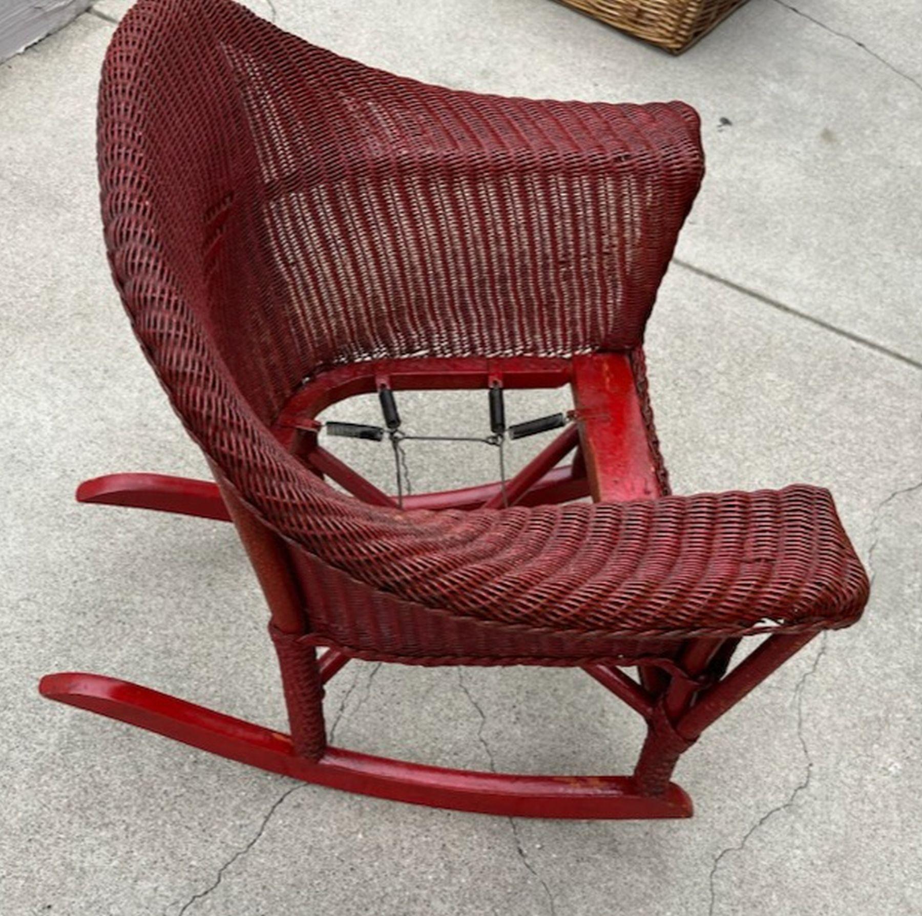 Early 20thc Wicker Bar Harbor Childs Rocking Chair 1