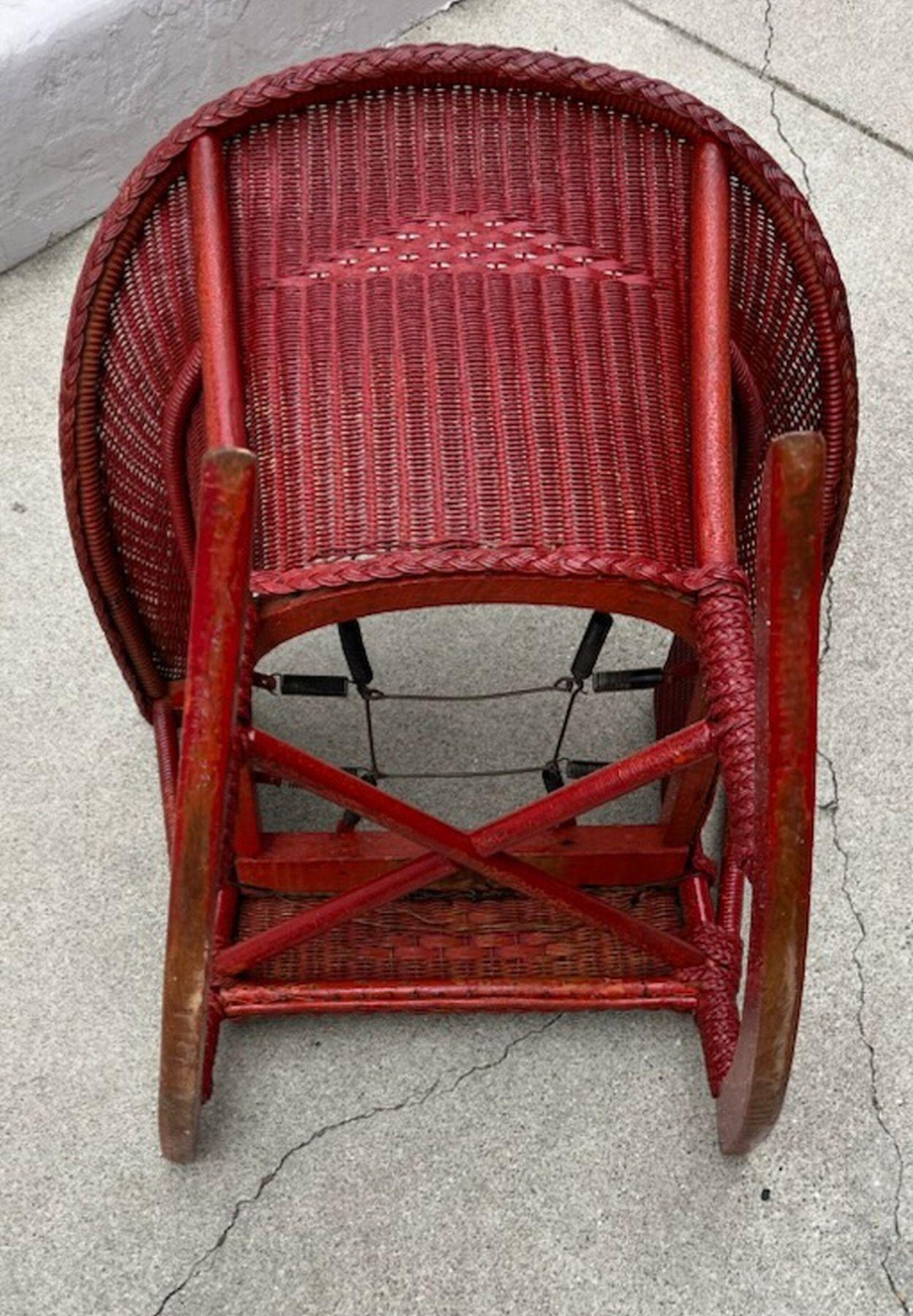 Early 20thc Wicker Bar Harbor Childs Rocking Chair 2