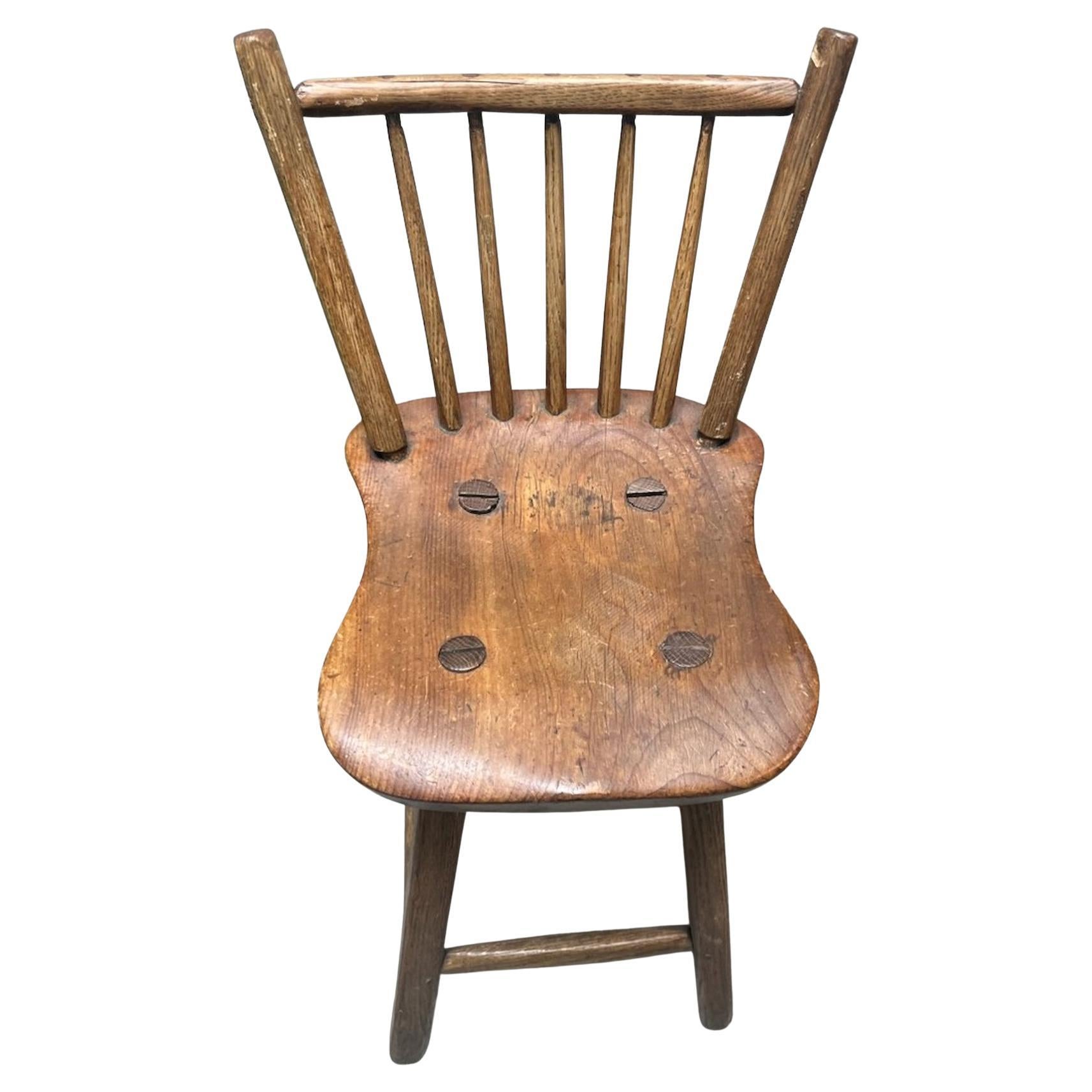 Early 20thc Wooden Bar Stool For Sale
