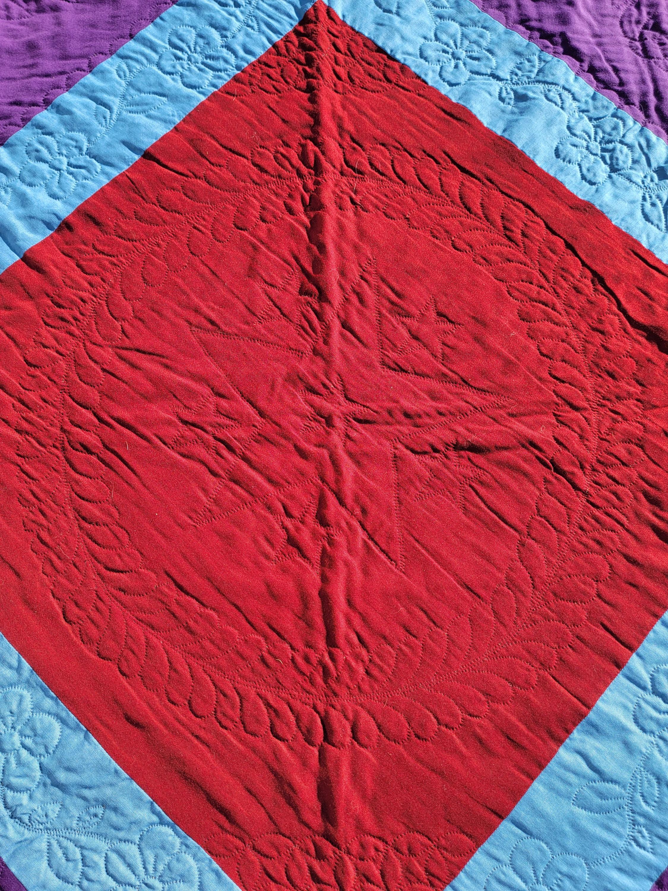 Early 20Thc Wool Amish Diamond In Square For Sale 1