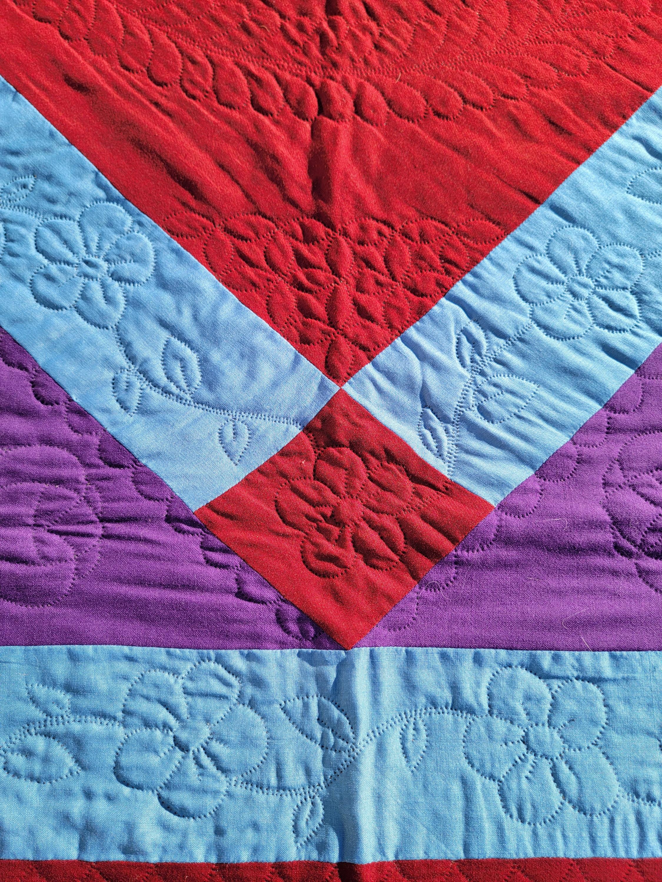 Early 20Thc Wool Amish Diamond In Square For Sale 2