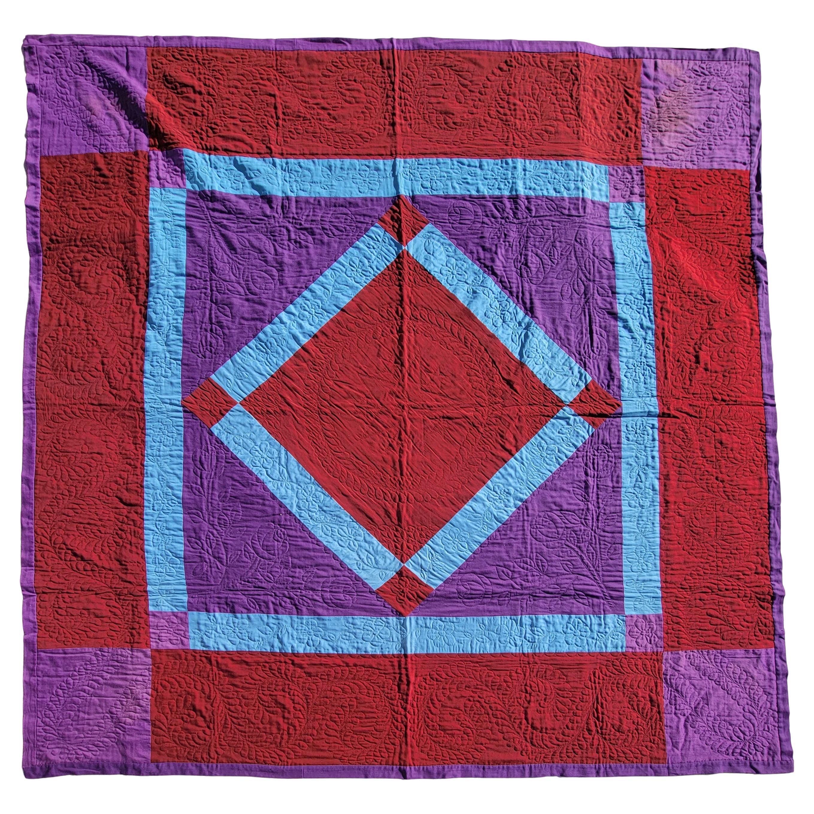 Diamante amish de lana de principios del siglo XX en cuadrado