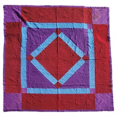 Antique Early 20Thc Wool Amish Diamond In Square