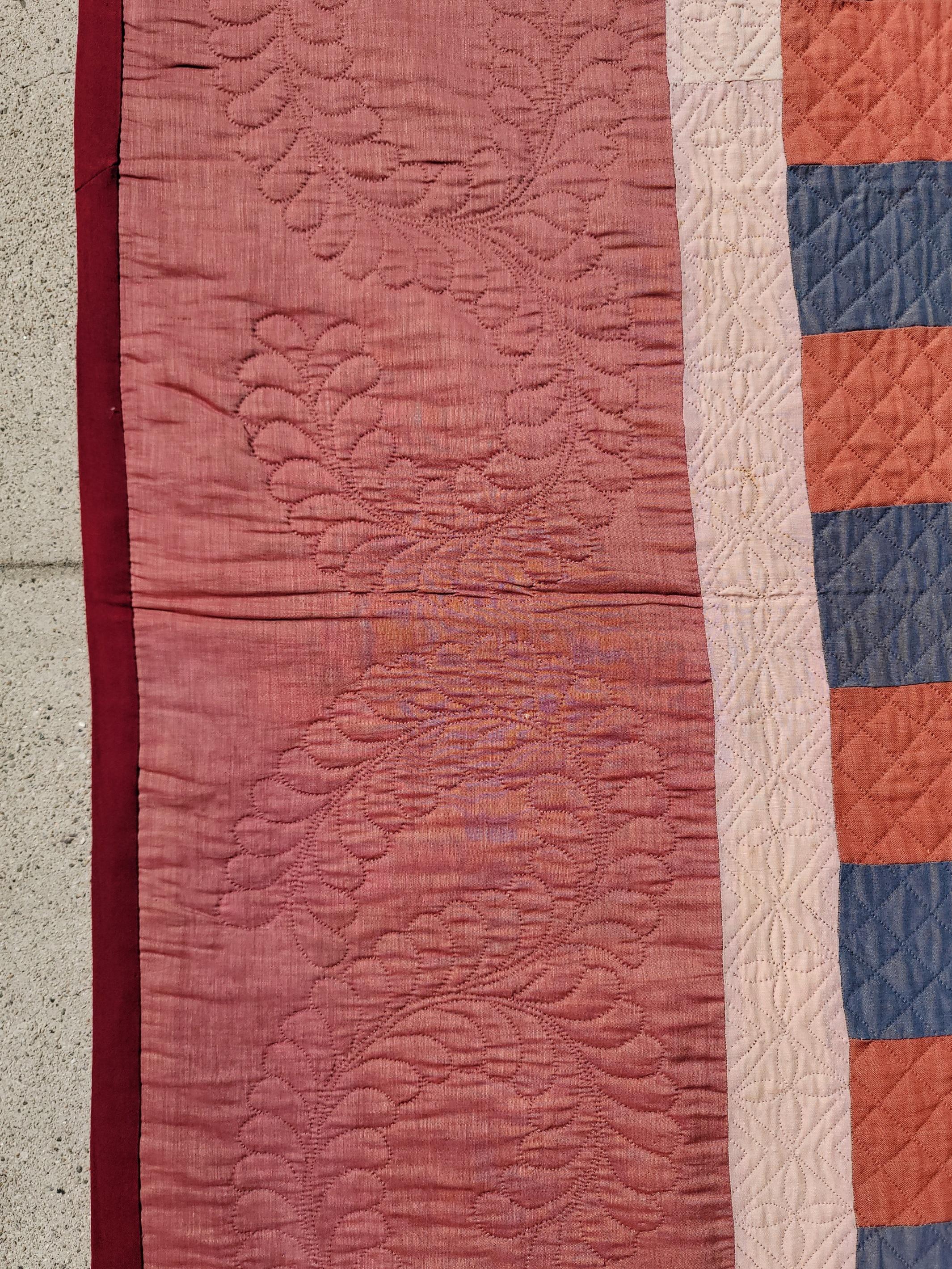 This fine all wool bars quilt is from Lancaster County, Pennsylvania and has very fine tight quilting & in very good condition. The simple cool colors are also amazing as it goes with any decor.This wool contained or bars in a square are at a