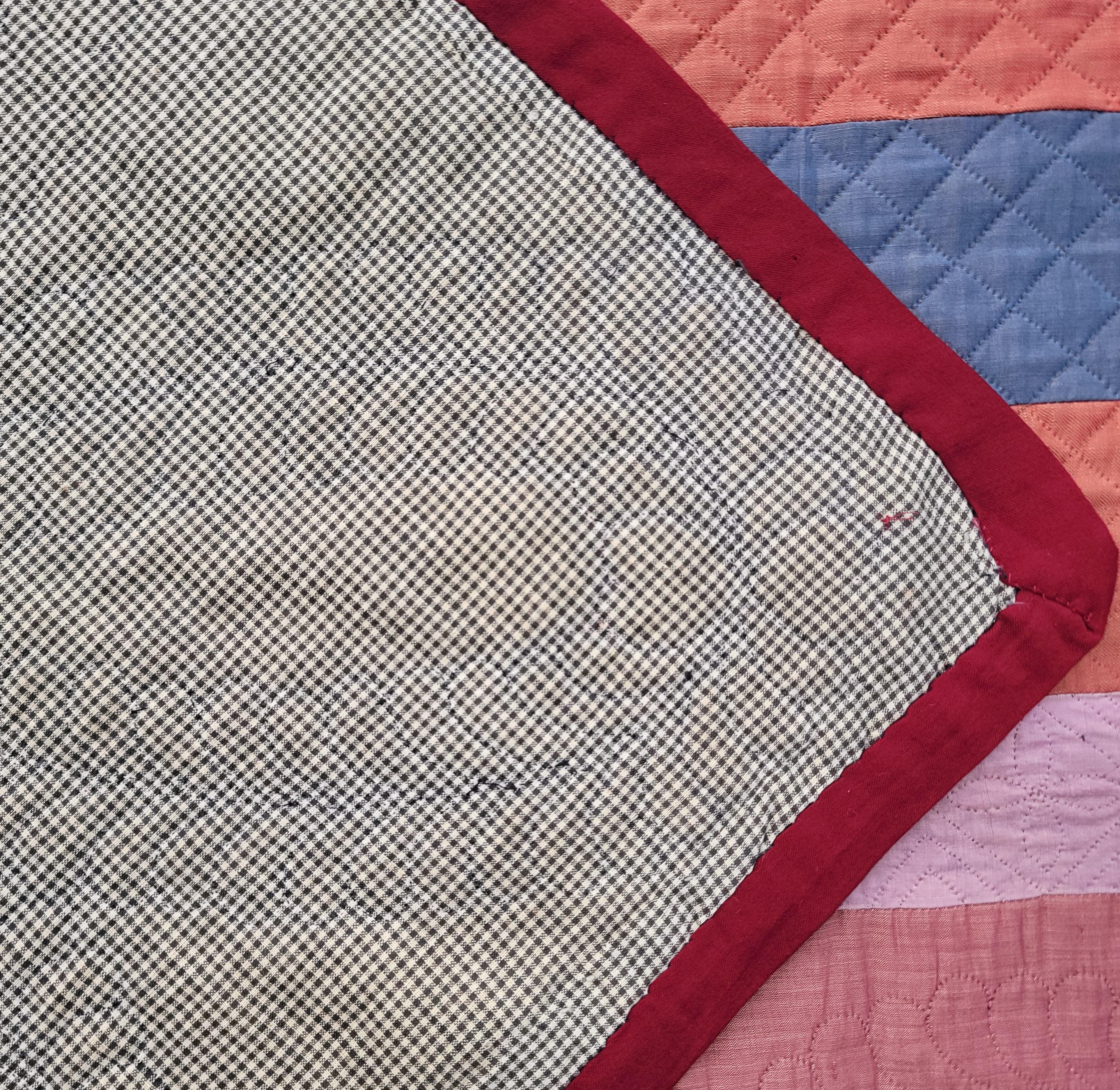 Hand-Crafted Early 20Thc Wool Amish Pennsylvania Bars Quilt For Sale