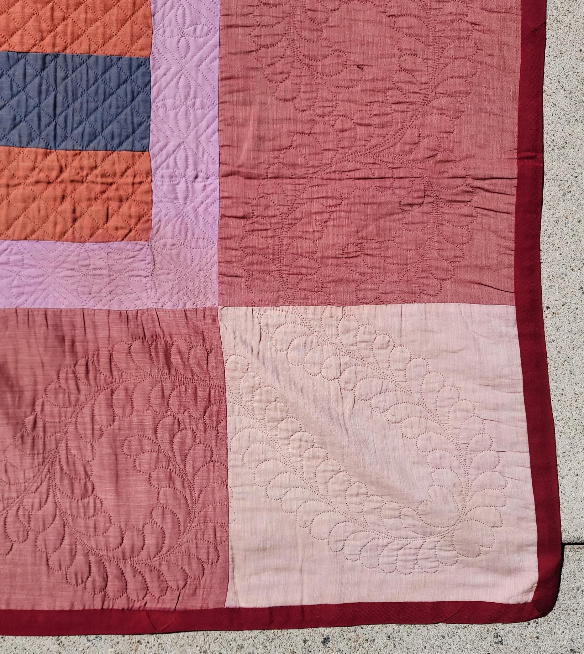 Early 20Thc Wool Amish Pennsylvania Bars Quilt In Good Condition In Los Angeles, CA