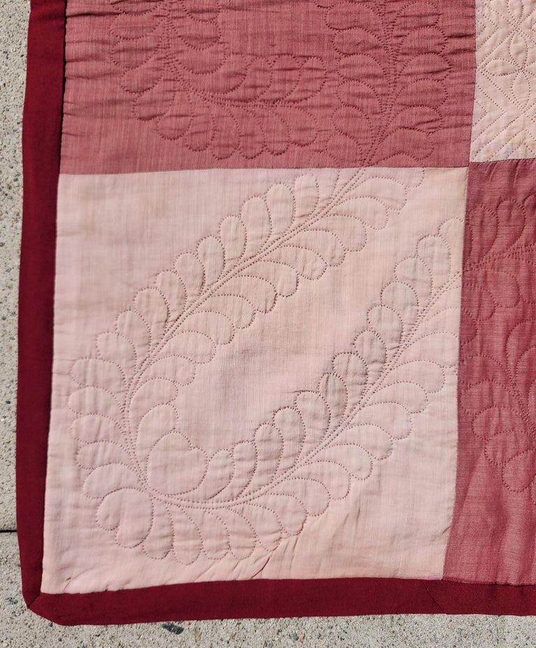 Early 20Thc Wool Amish Pennsylvania Bars Quilt For Sale 2