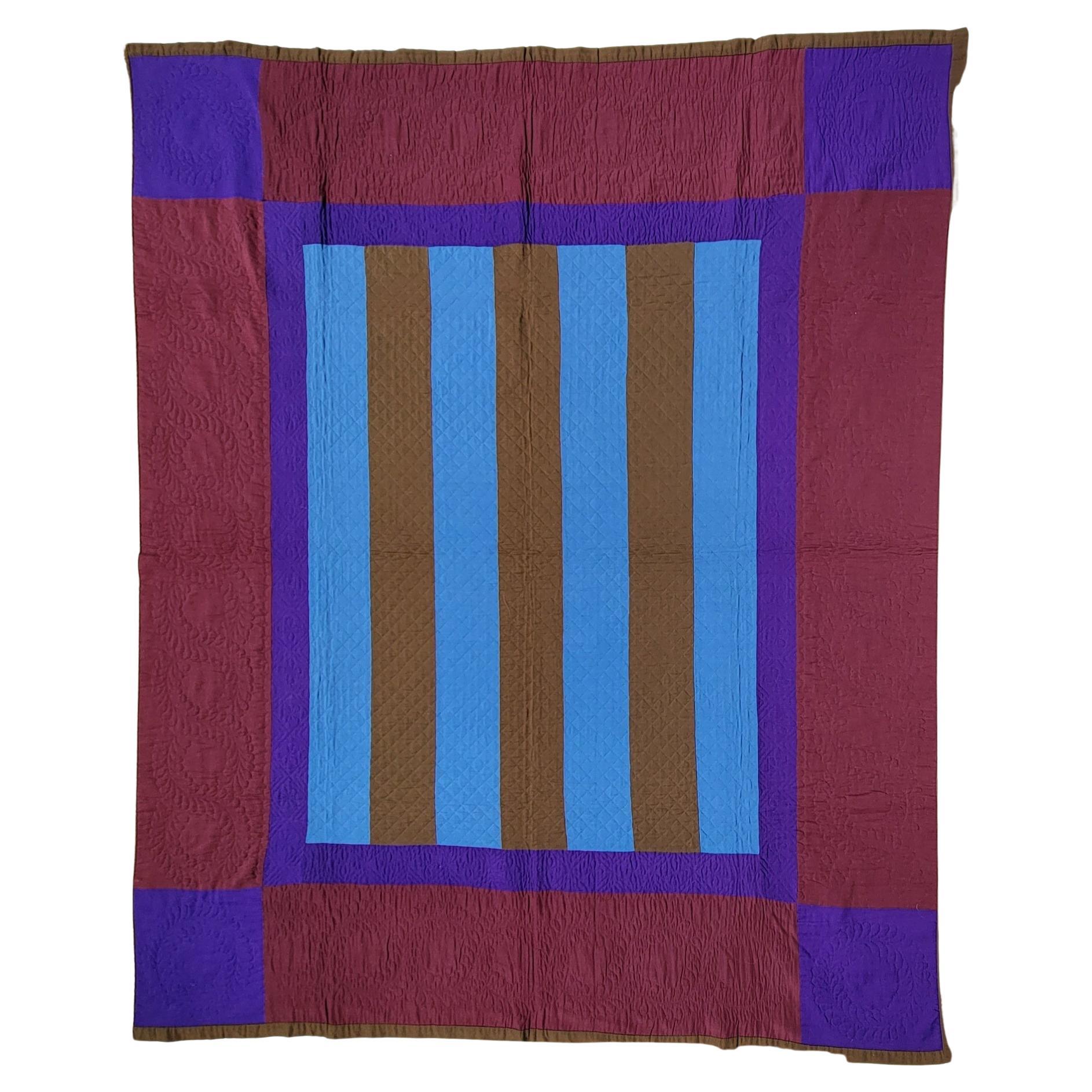Early 20Thc Wool Lancaster Co, Pa.  Bars Quilt
