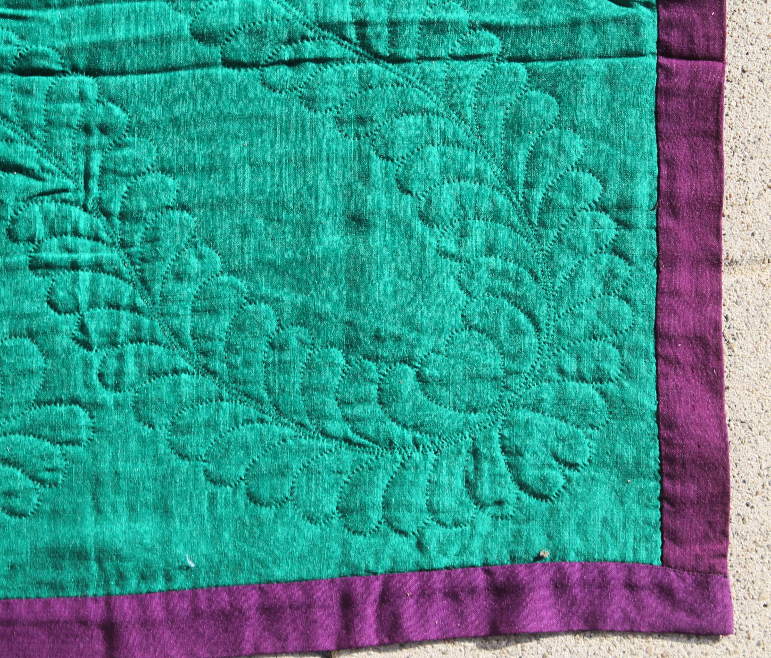 Early 20th C Wool Lancaster County Saw Tooth Diamond Quilt In Good Condition In Los Angeles, CA