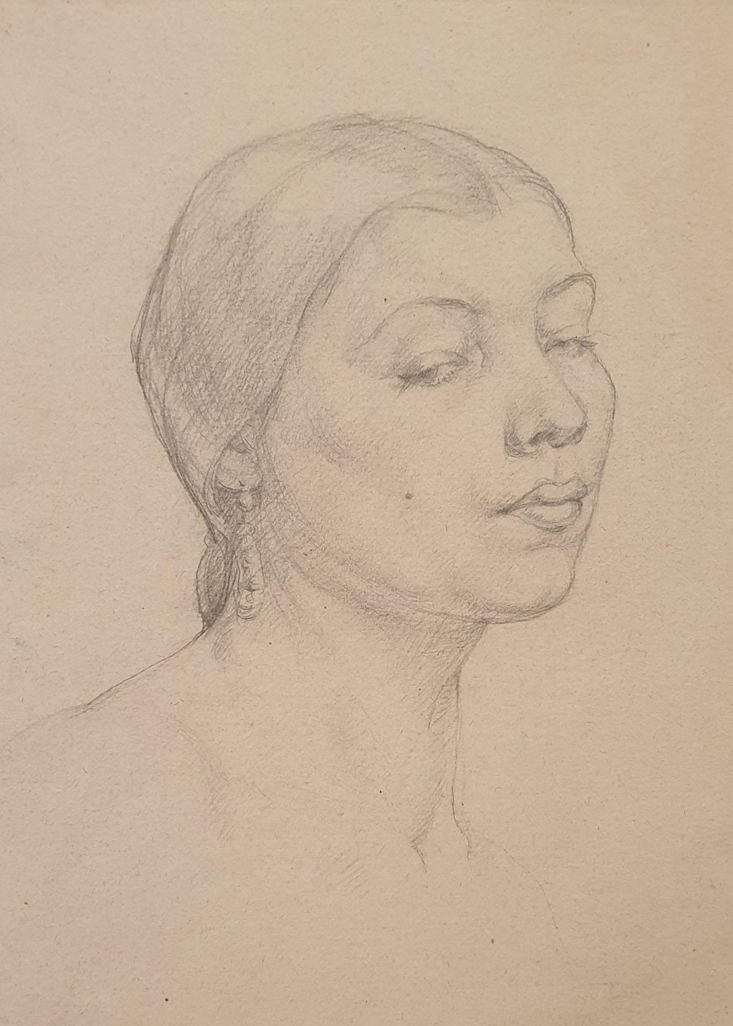 Antique early 20th century pencil portrait study.
British. 'Slade School'.
Circle of Mark Gertler. 

The measurements:
24.5 x 22.9 cm. 

Condition: General used, age related wear, good overall condition. 


