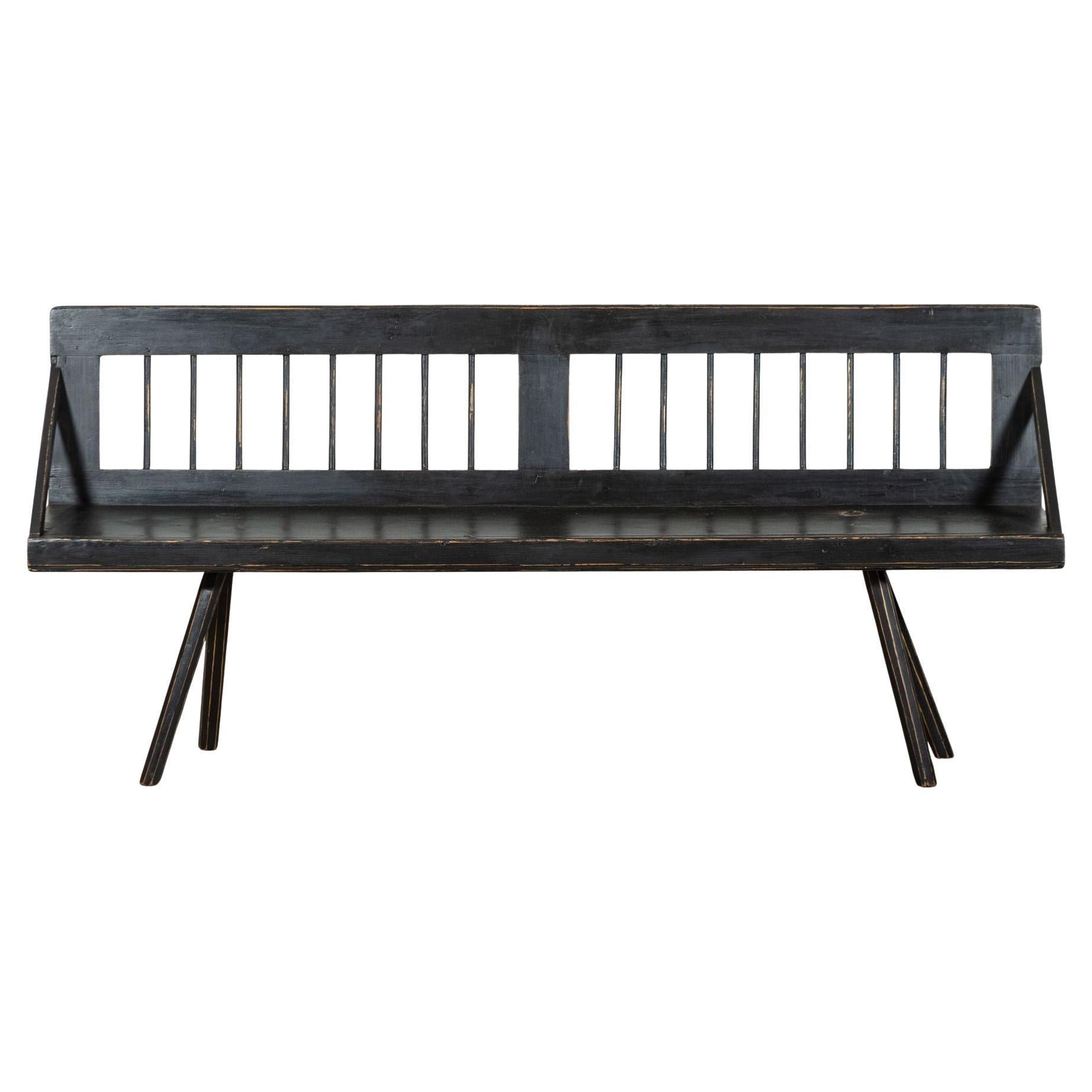 Early 20the European Primitive Painted Settle For Sale