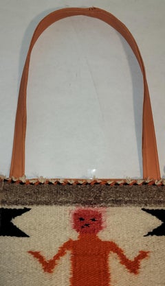 Early 20the Wool Yei Bag W/Leather Backing and Strap