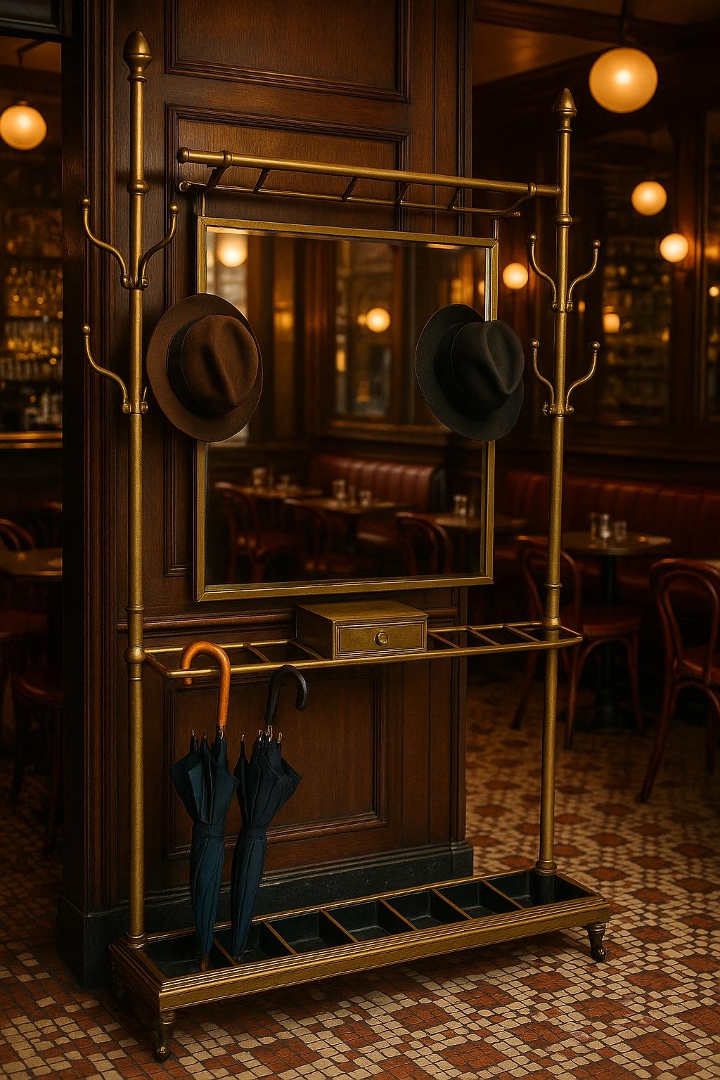 Appendiabiti francese in ottone e specchio dei primi anni '20, 1900 in vendita 10