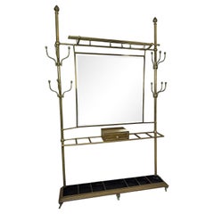 Early 20ty century French Brass and Mirror Coat Rack, 1900s
