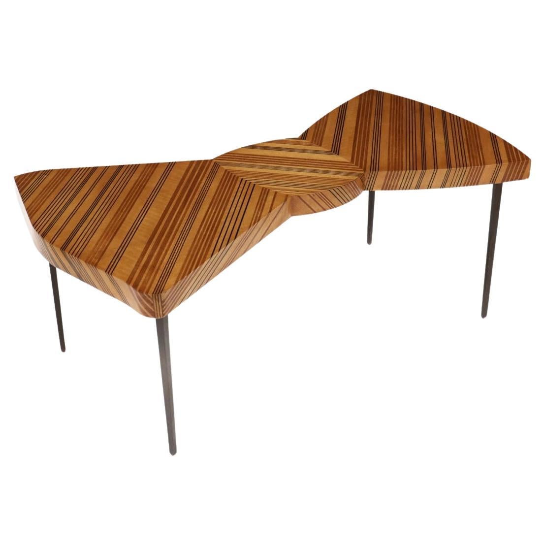 Early 21st C. Alexander Julian for Jonathan Charles Bowtie Inlay Coffee Table