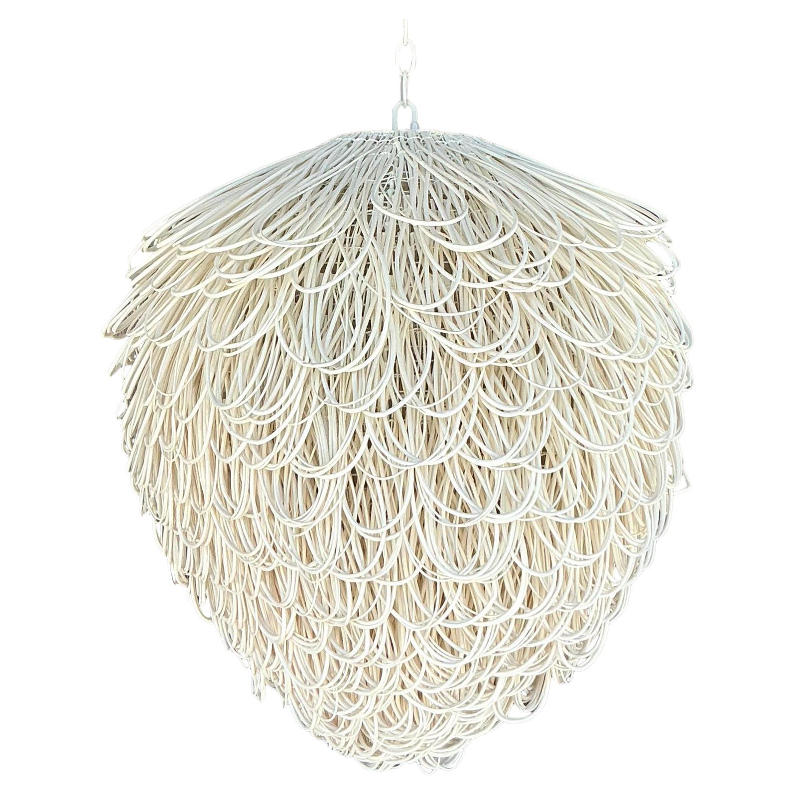 Early 21st Century Boho Finley Looped Rattan Chandelier After Arteriors