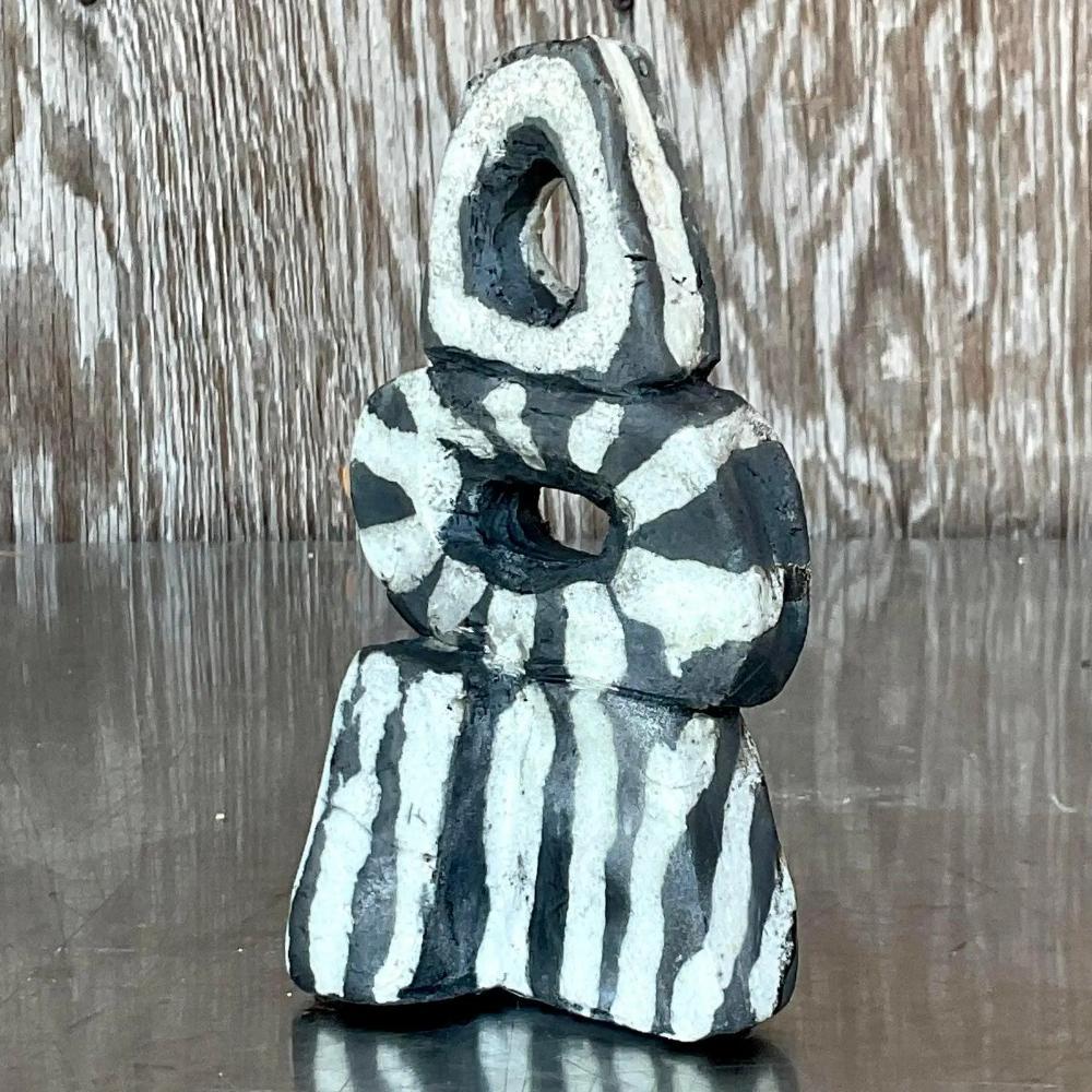 Paint Early 21st Century Boho Signed Studio Pottery Sculpture For Sale