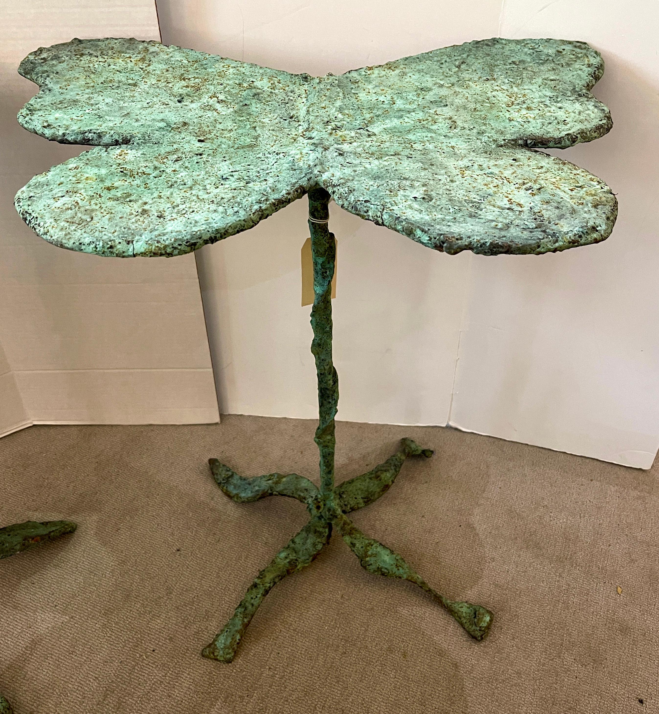 American Early 21st Century Bronze Artist Made Brutalist Style Butterfly Side Tables