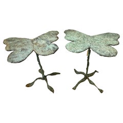 Early 21st Century Bronze Artist Made Brutalist Style Butterfly Side Tables