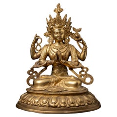 Early 21st century Bronze Chenrezig statue from India