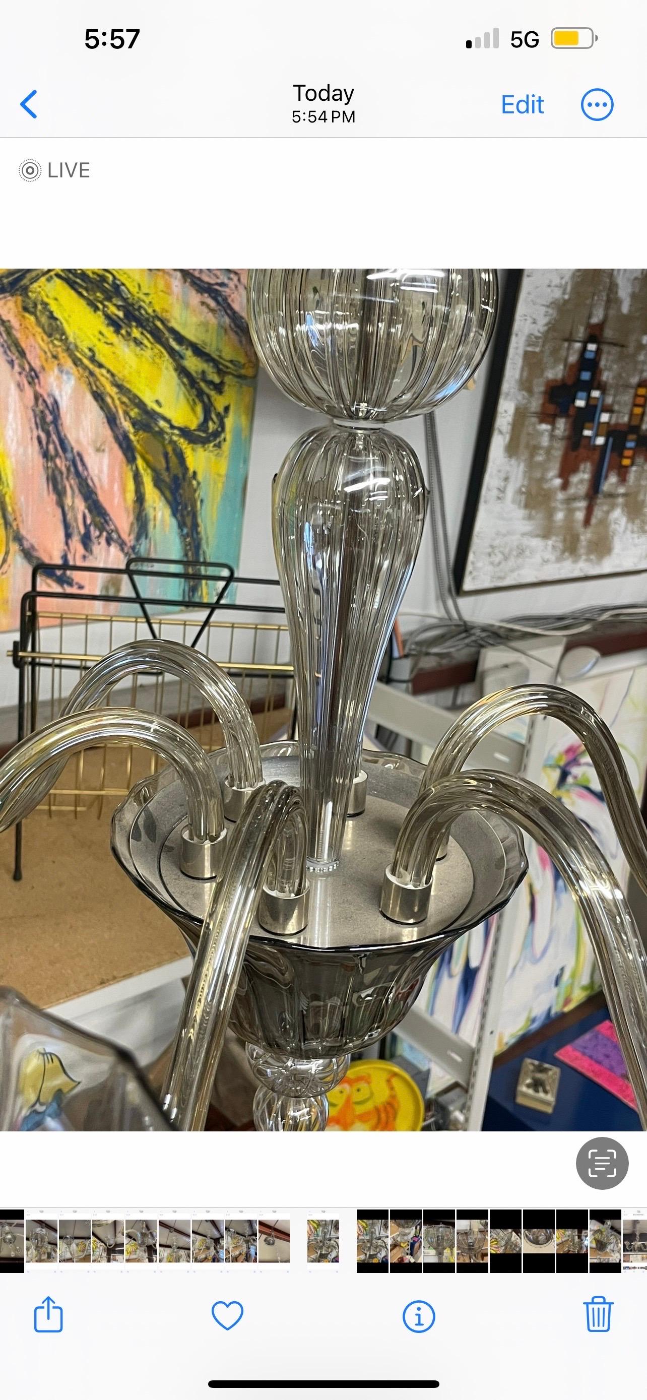 Early 21st Century Cangini E Tucci Italian Smoked Glass Chandelier 3