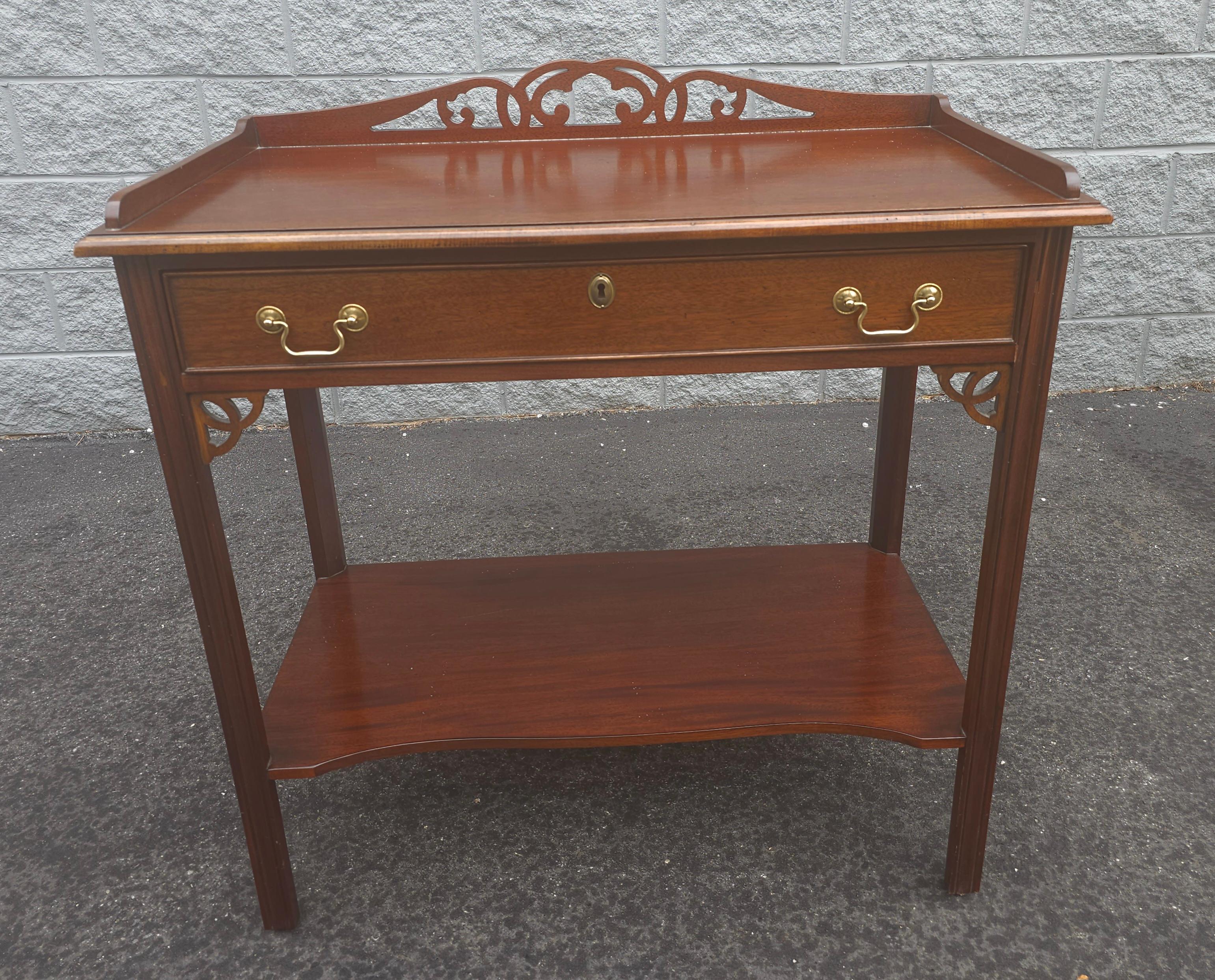 Brass Early 21st Century Chippendale Mahogany Server  / Drybar For Sale
