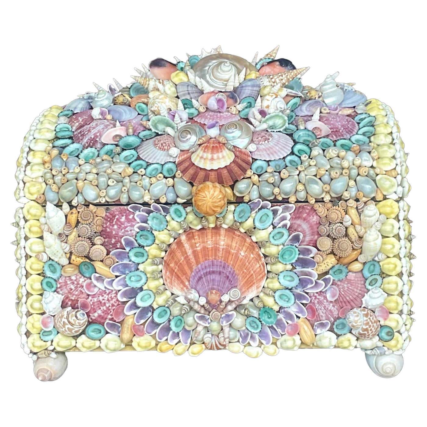 Early 21st Century Coastal Hand Made Shell Box For Sale at 1stDibs